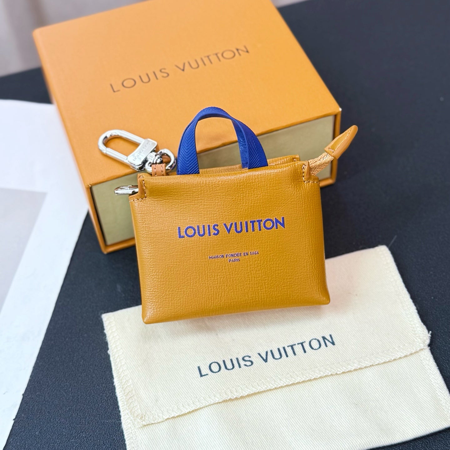 LV Shopping Bag Charm Leather