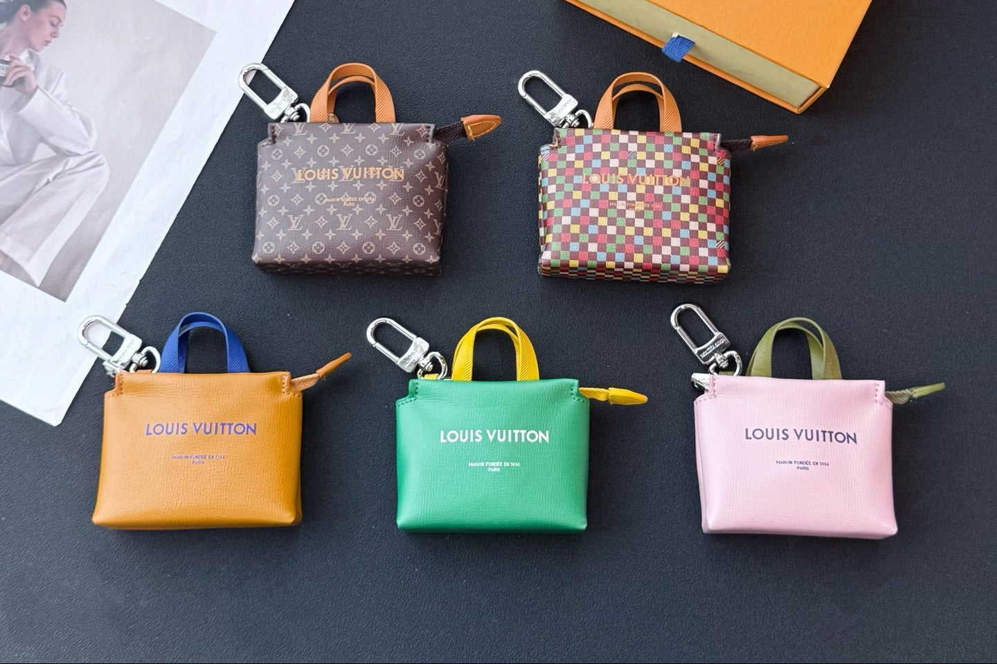 LV Shopping Bag Charm Leather