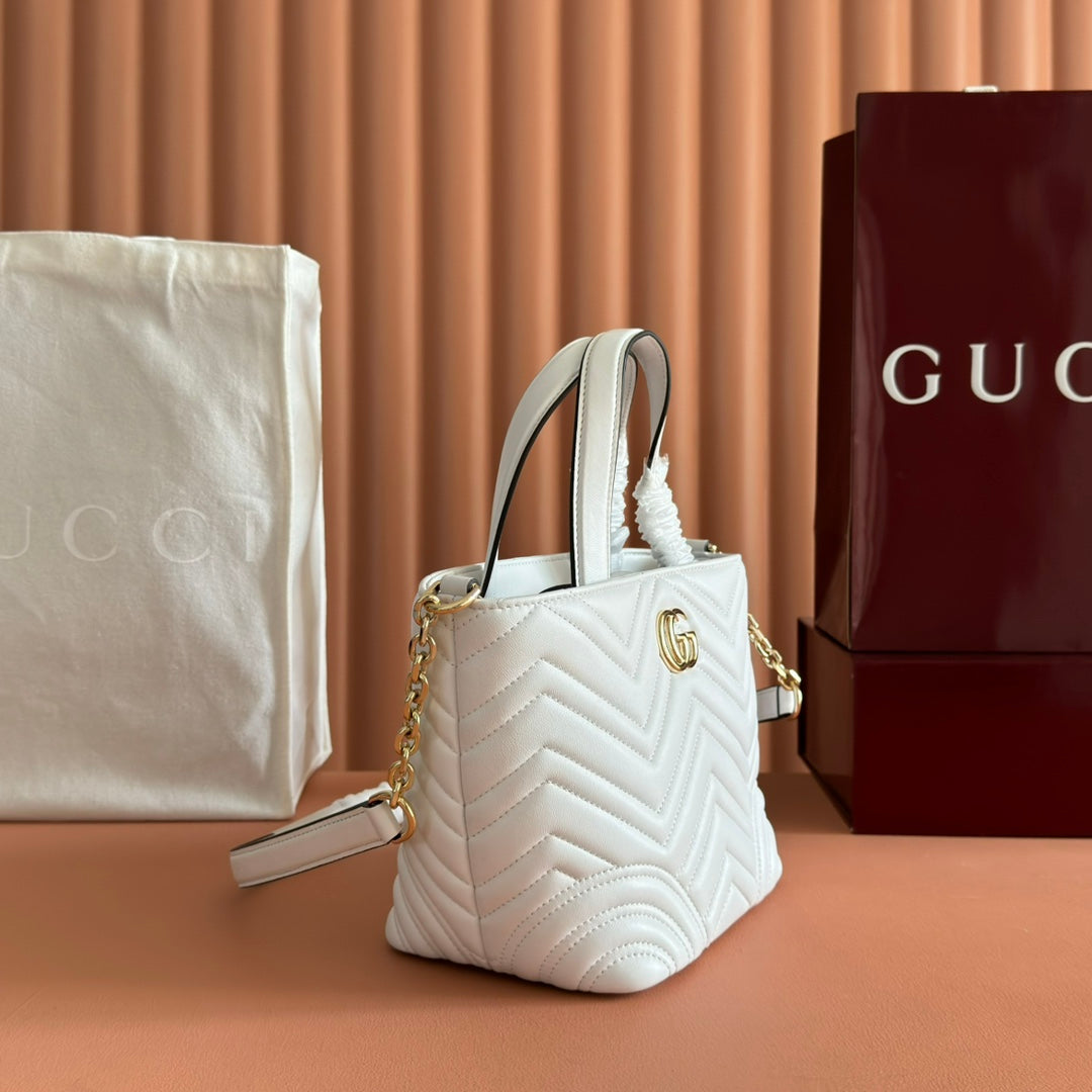 GG 2025 Marmont Tote Bag White Sheepskin