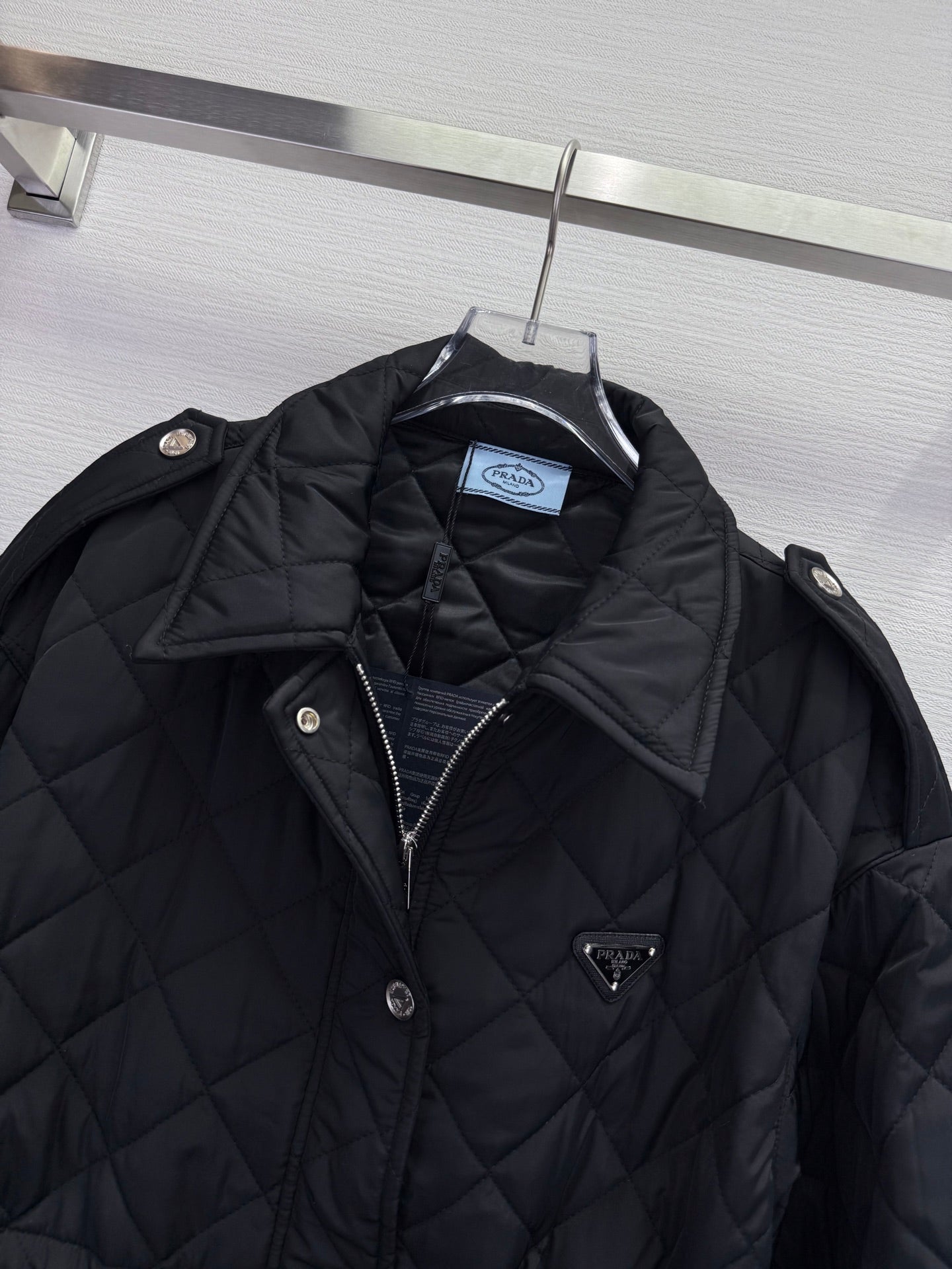 Prada 2025 Lightweight Quilted Blouson Jacket Black and Tan Re-Nylon