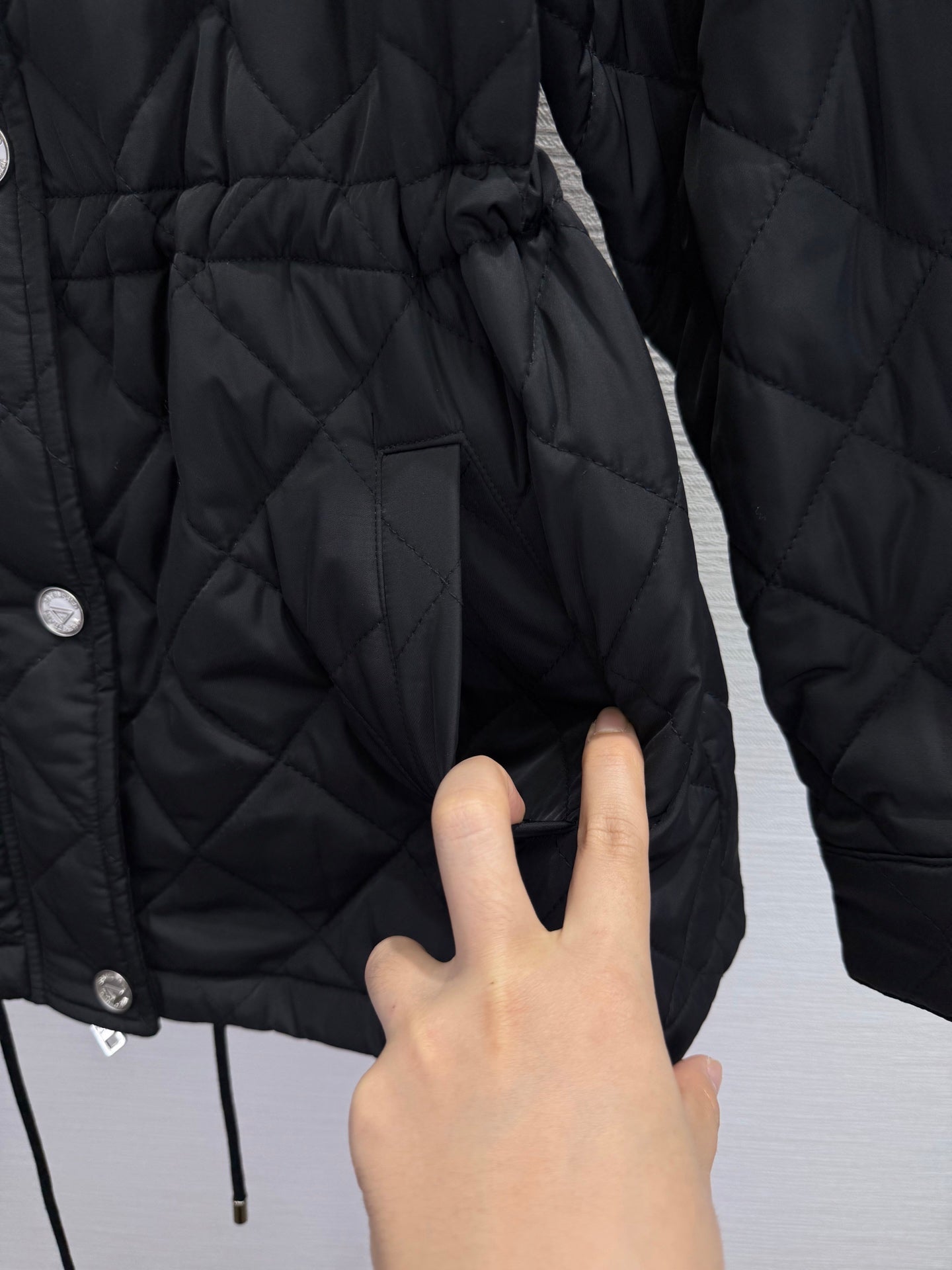 Prada 2025 Lightweight Quilted Blouson Jacket Black and Tan Re-Nylon