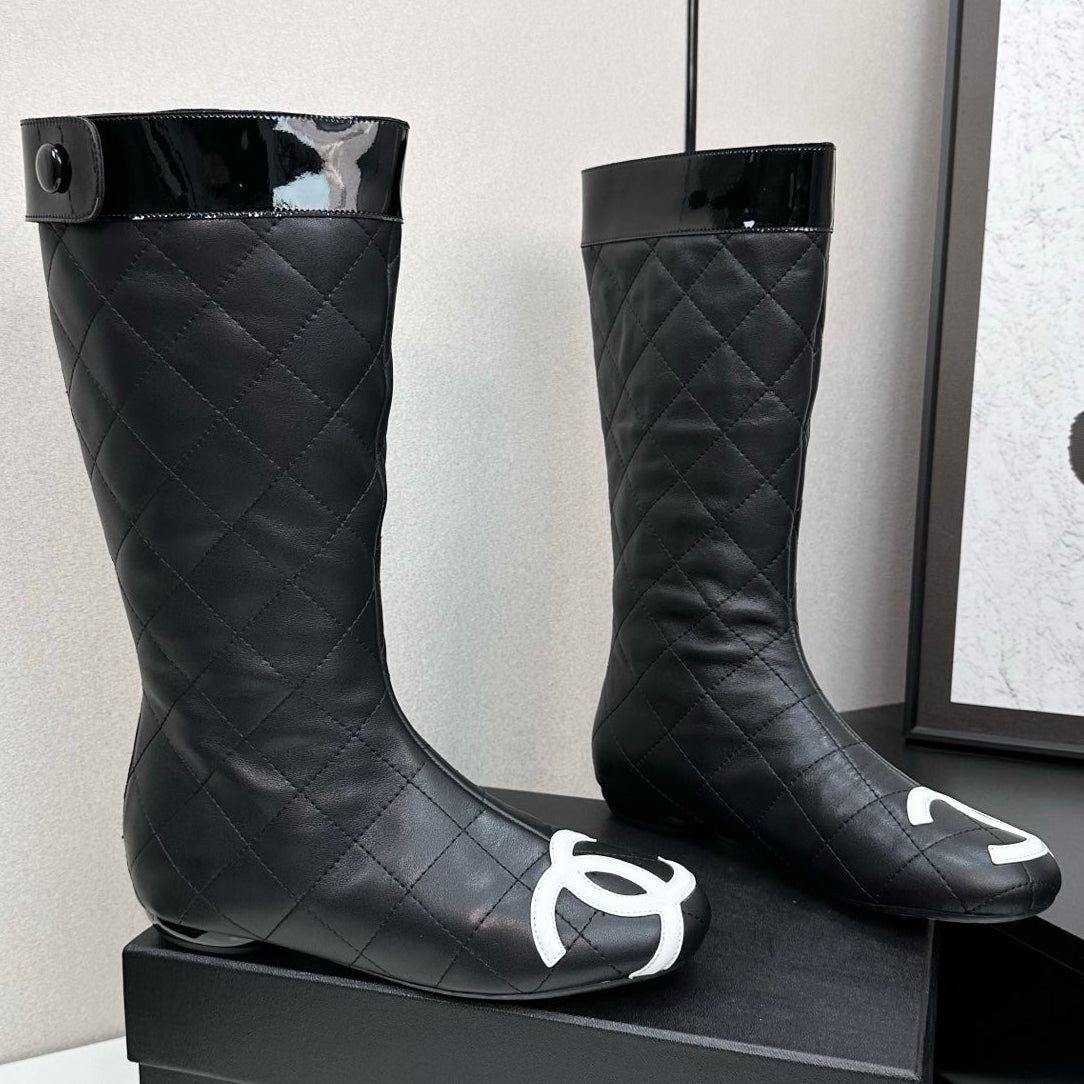 Chanel 2026 Cambon Line Quilted Boots Suede Leather 985743