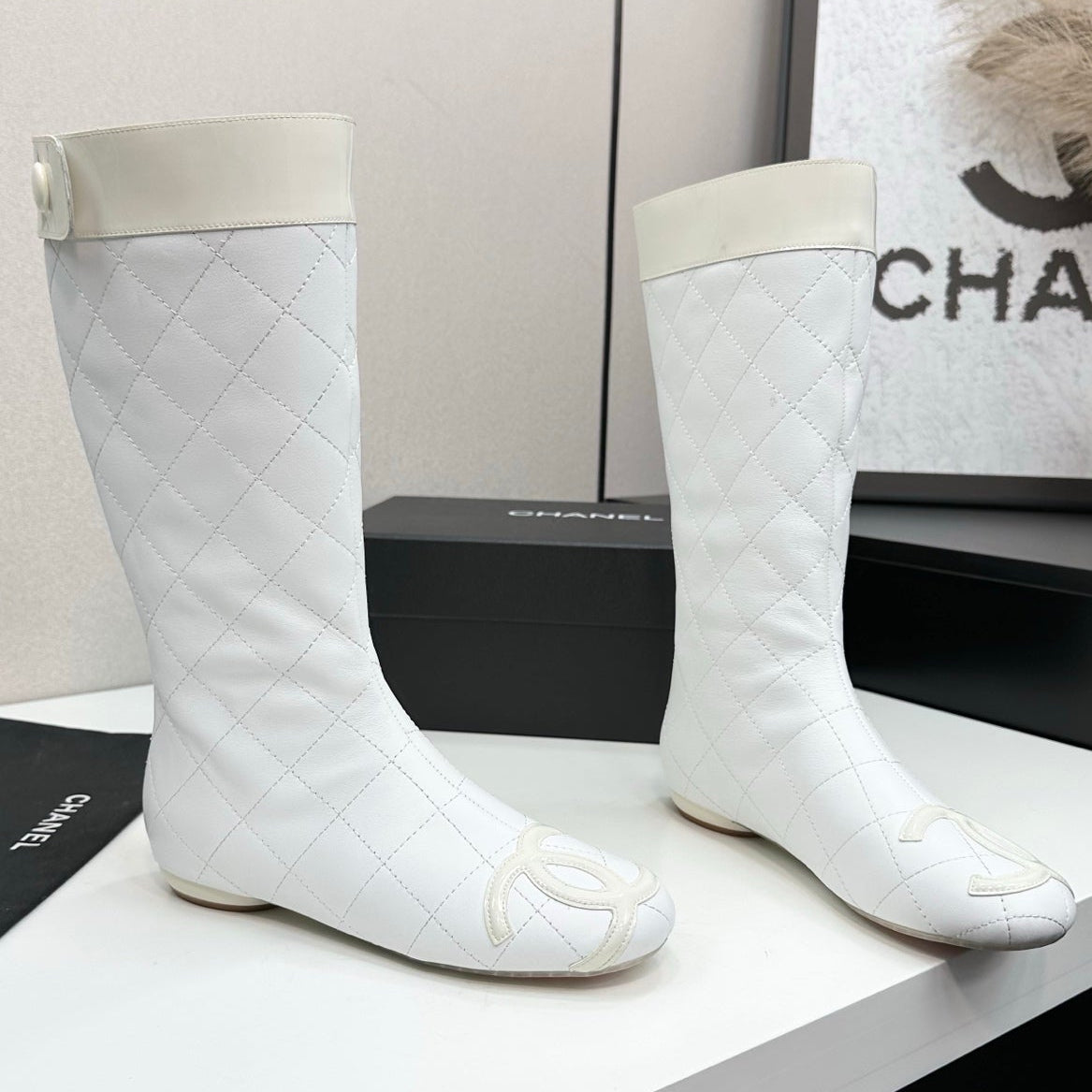 Chanel 2026 Cambon Line Quilted Boots Suede Leather 985743