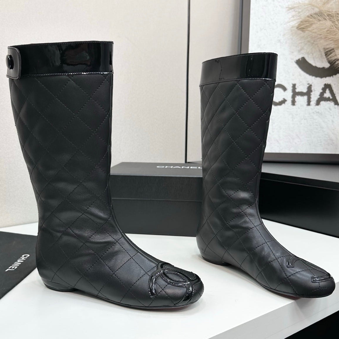 Chanel 2026 Cambon Line Quilted Boots Suede Leather 985743