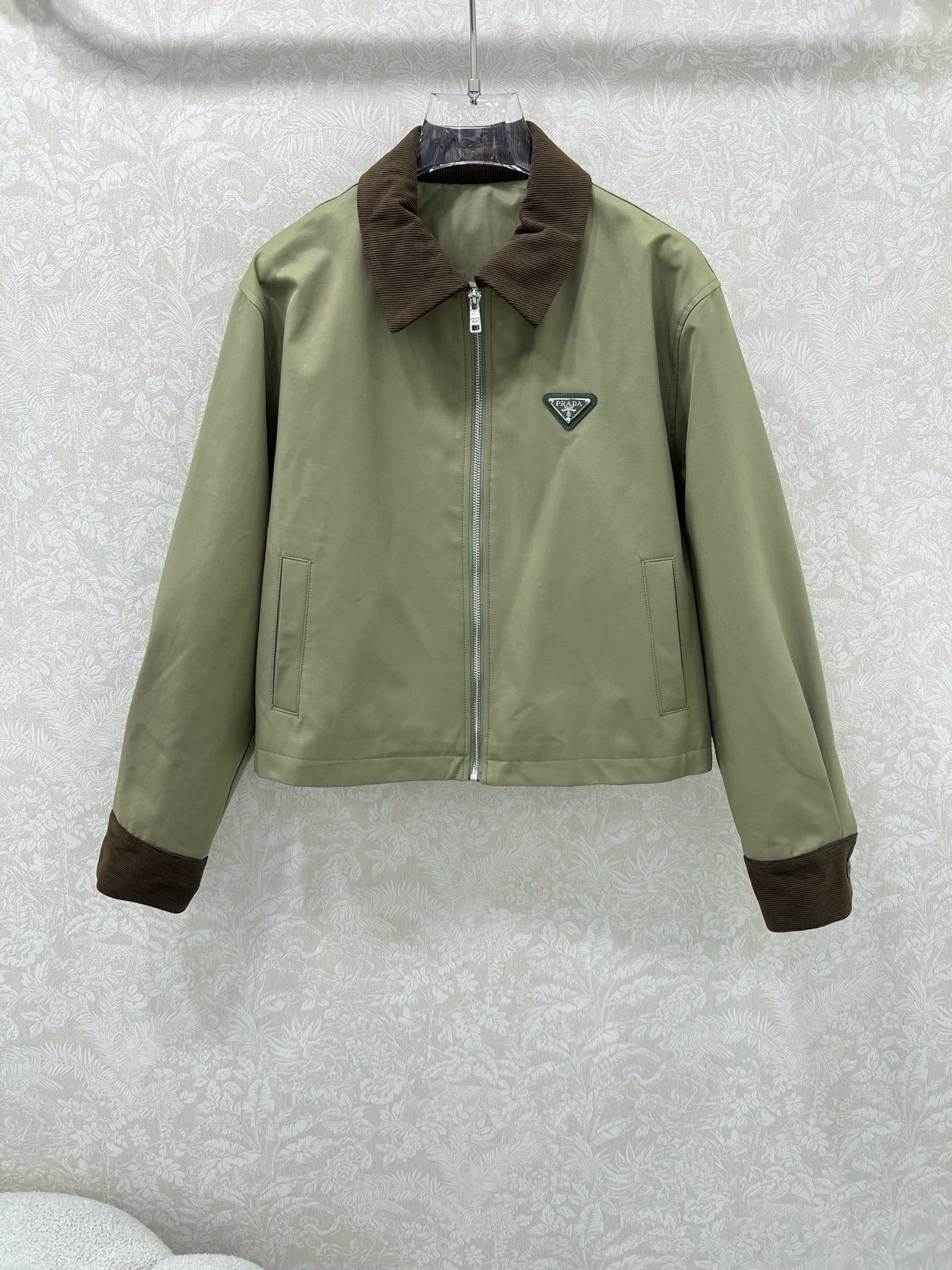 Prada 2025 Jacket Green And Beige Cotton