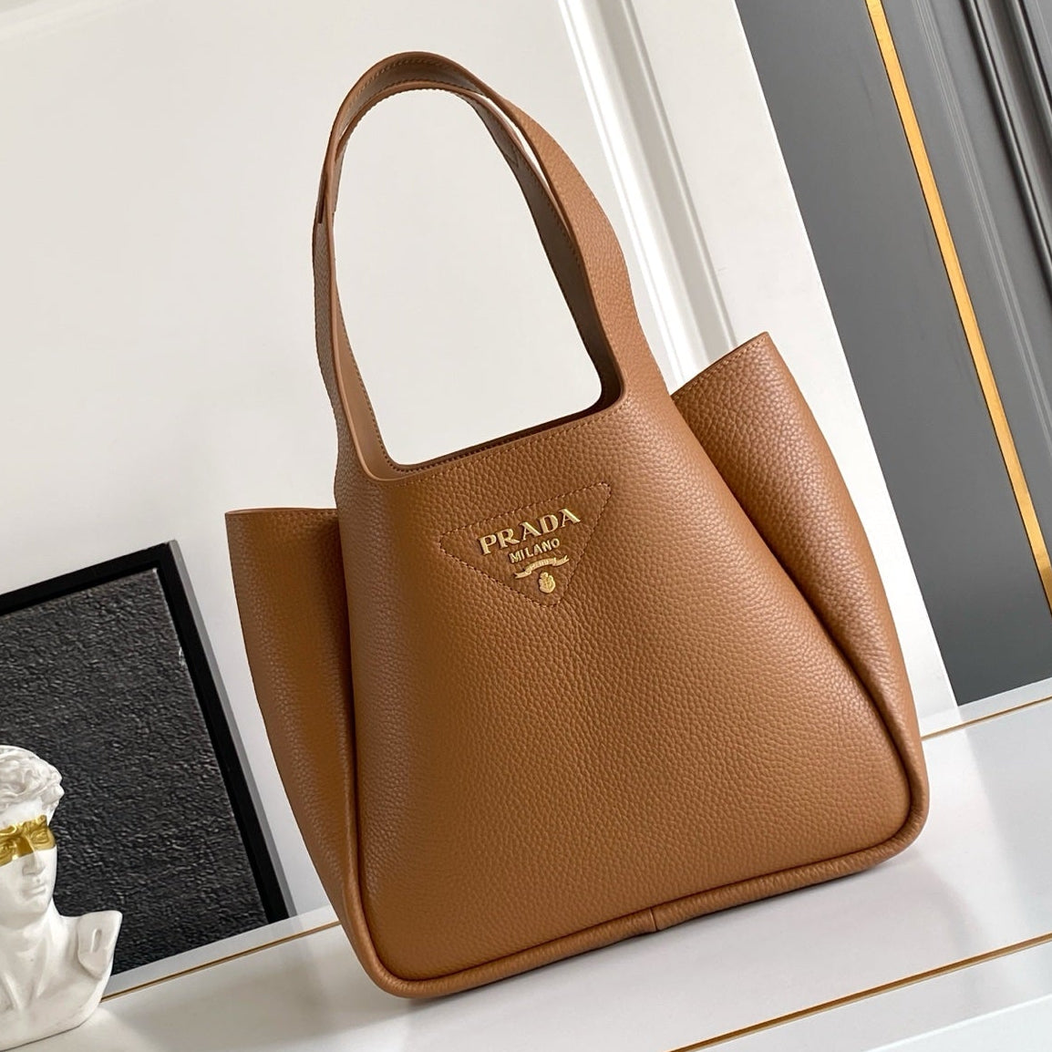 Prada 2026 Small Tote Bag Gold Hardware Leather