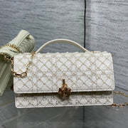 Dior 2026 Top Handle Embroidered Bag 21cm Calfskin 352086