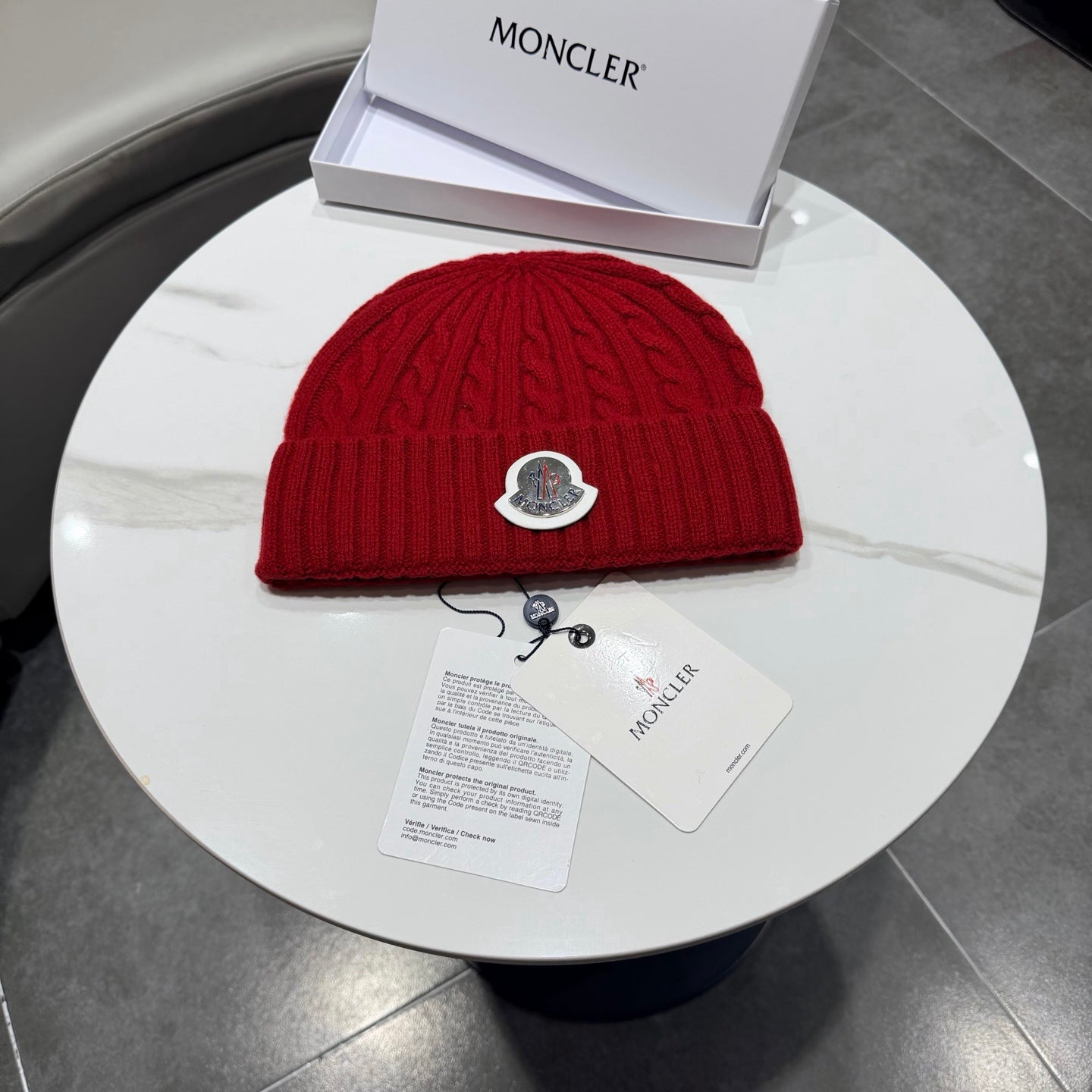 Moncler Pure Wool Knitted Hat 436985