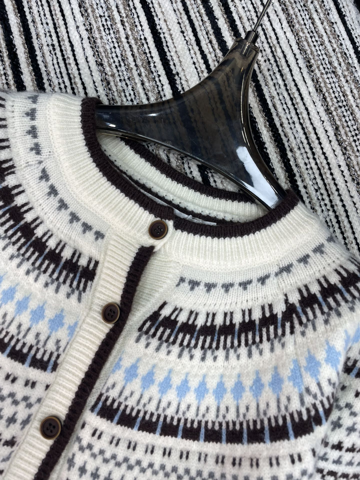 Dior 2025 Knitted Cardigan White and Gray Wool