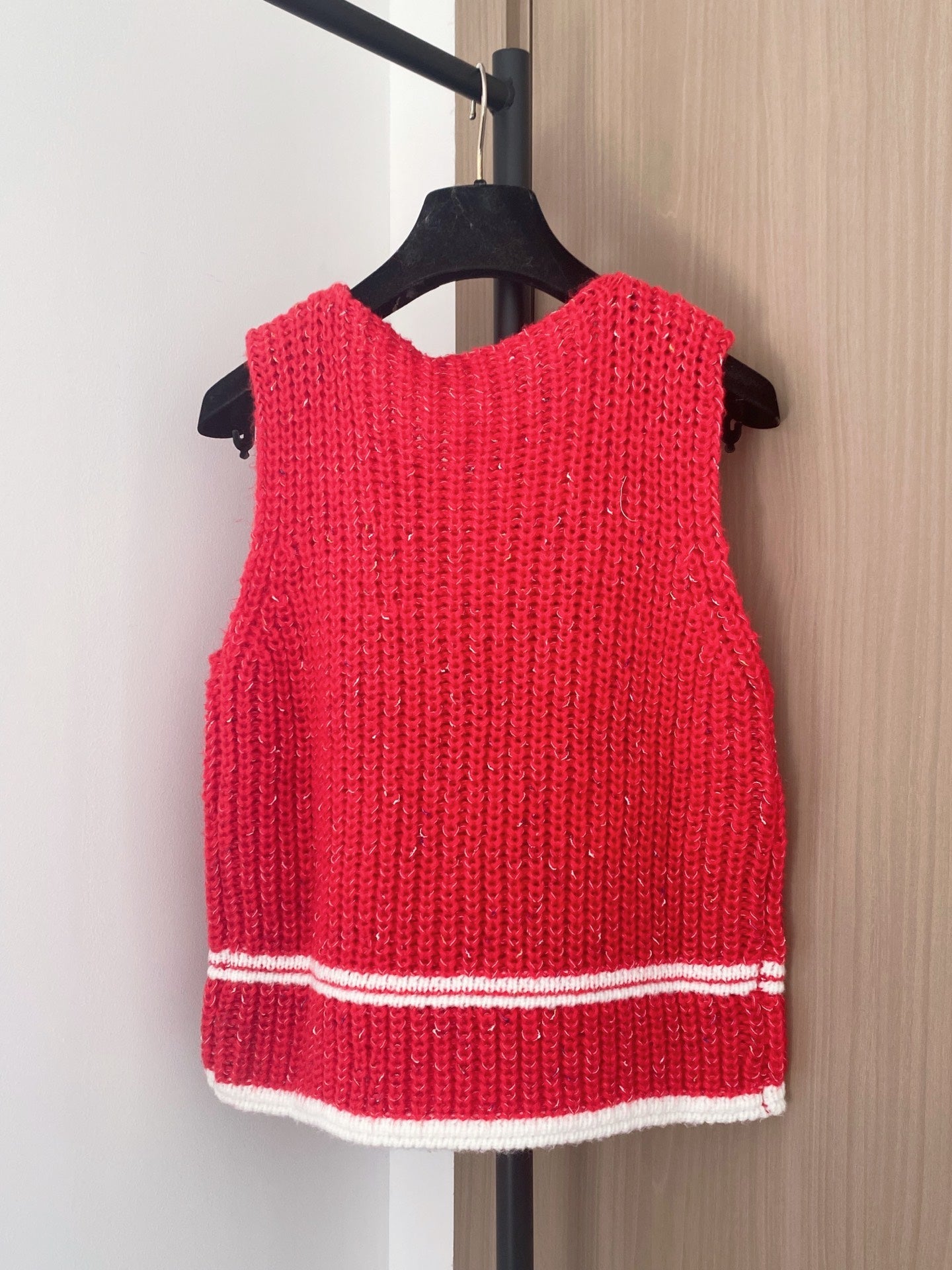 Miumiu 2025  Knitted Vest Red and White Wool