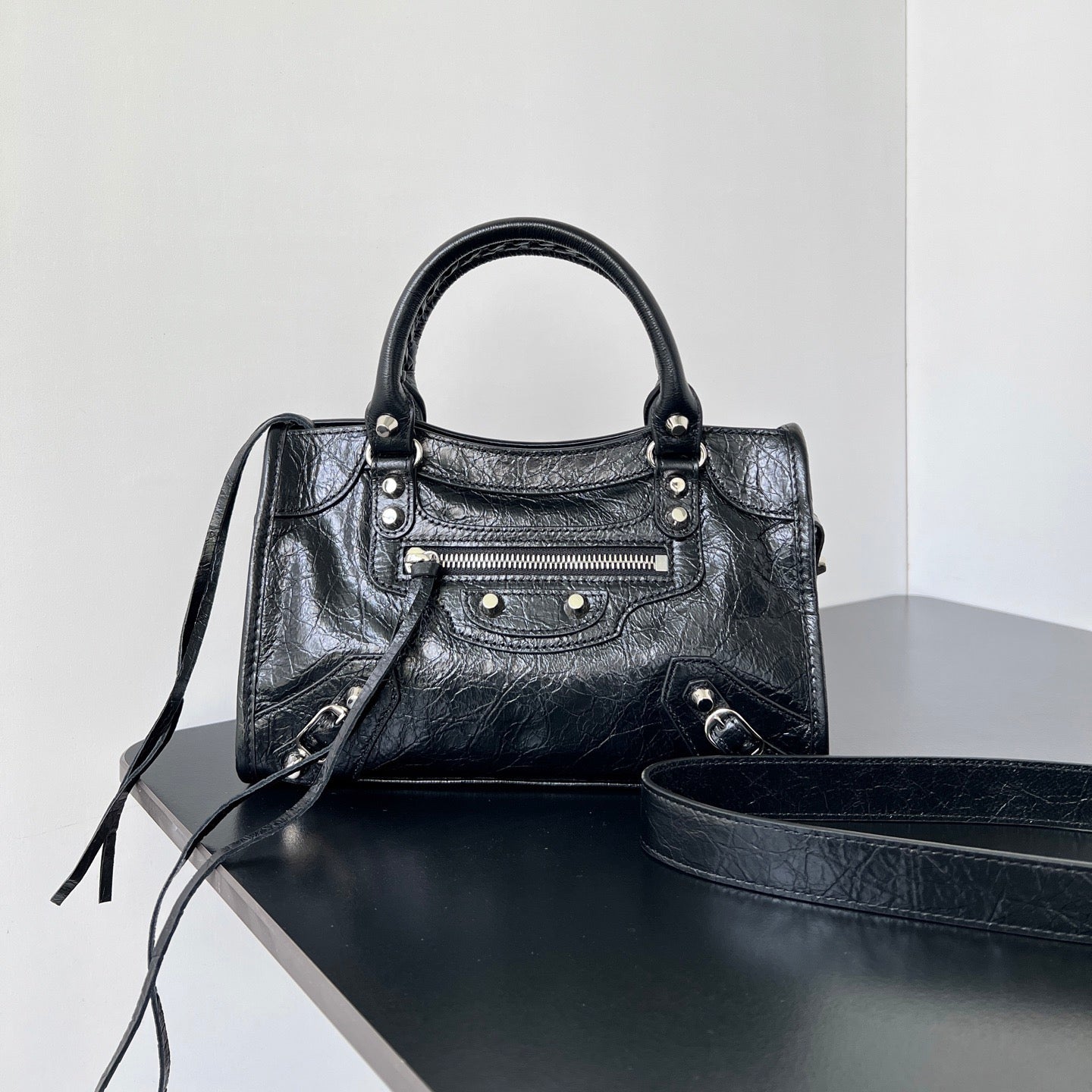 Balenciaga 2026 Le City Bag 23.8cm Black Lambskin