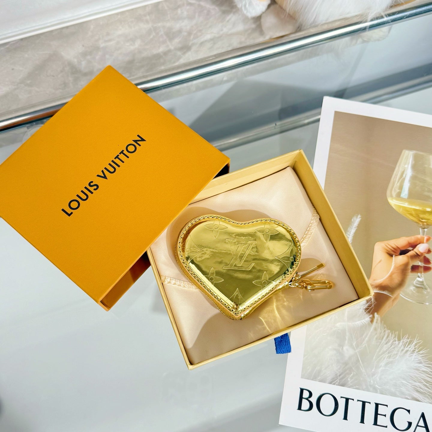 LV Heart Bag Charm Leather