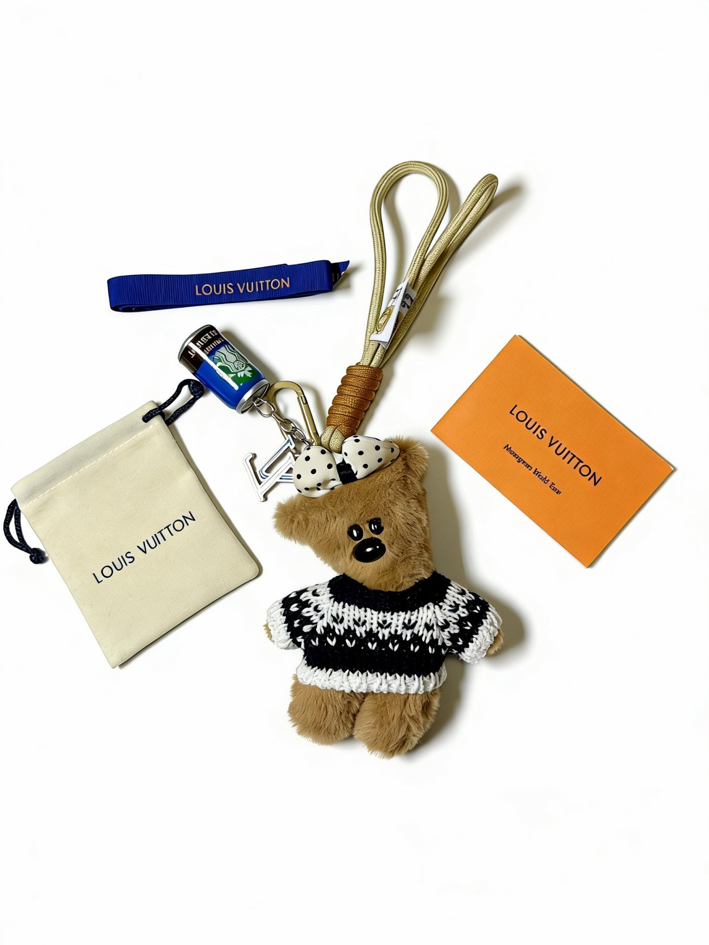 LV Plush Bear Black and Pink Charm