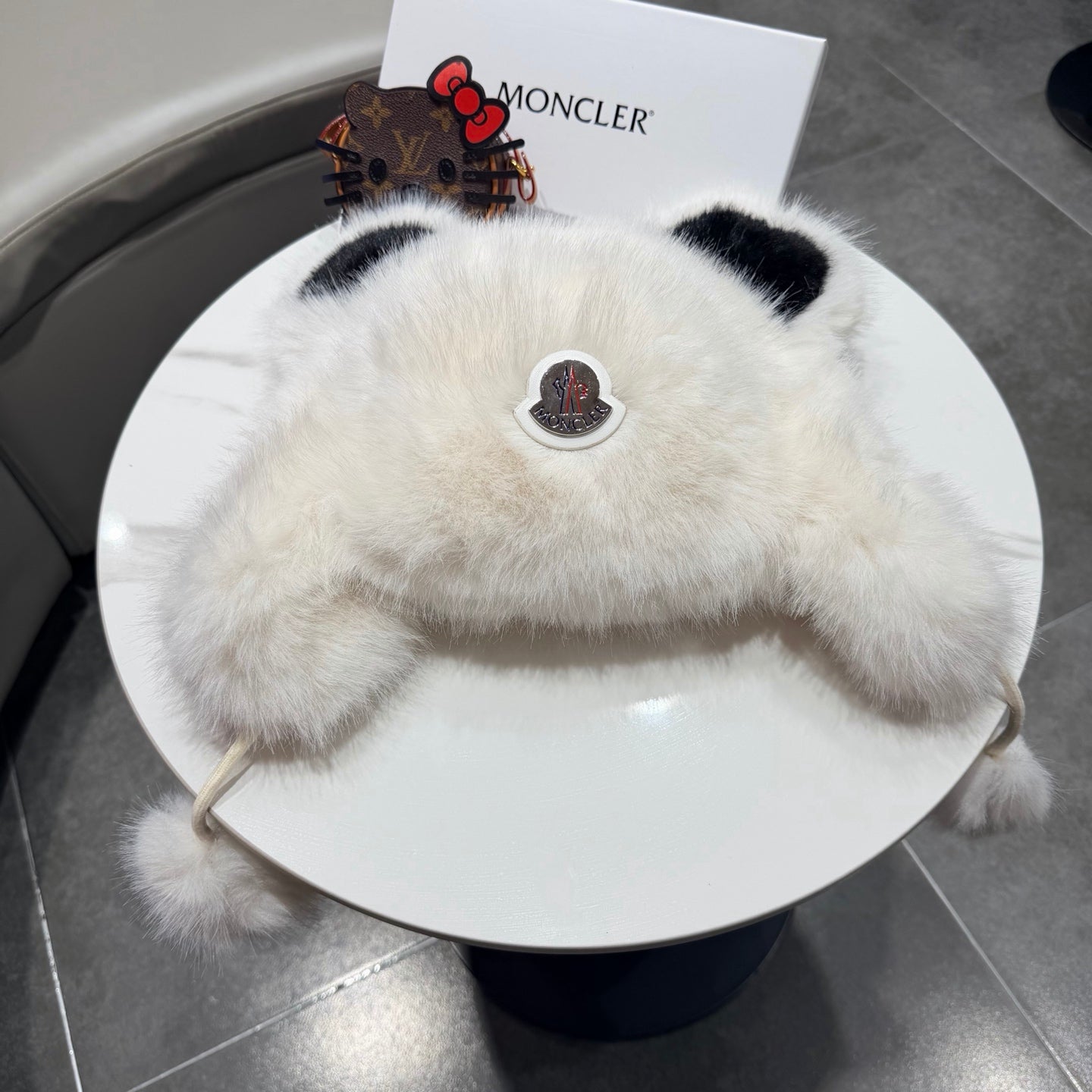 Moncler Cute Bear Ear Faux Fur Plush Hat 435201