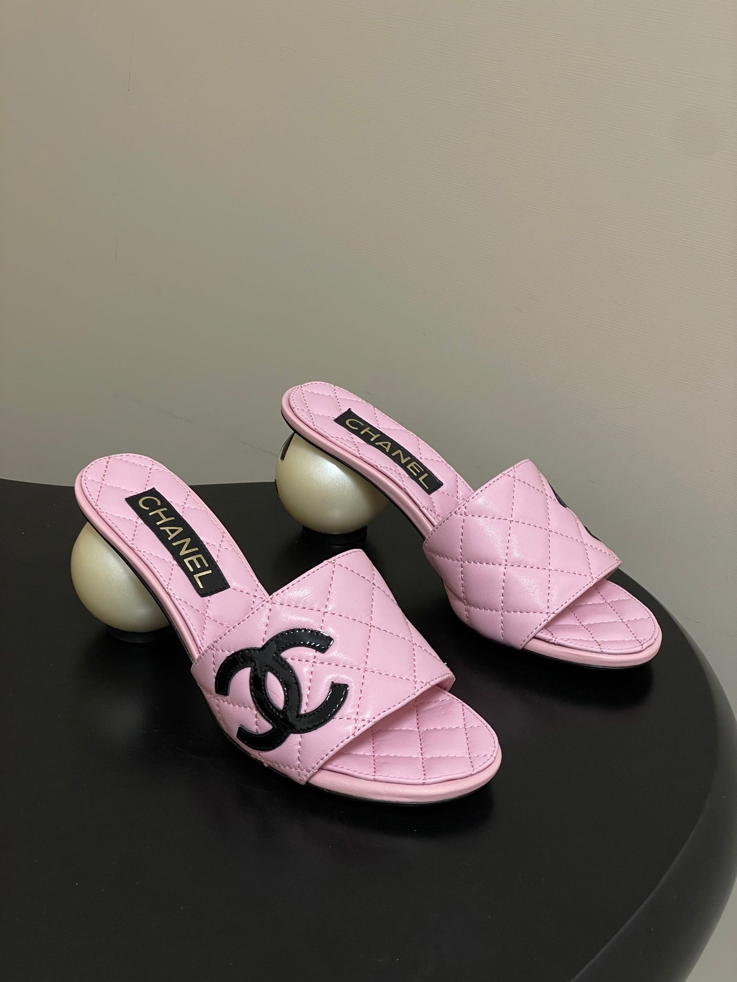 CC 2026 Pearl Heel Sandals 70 Lambskin Double C Logo