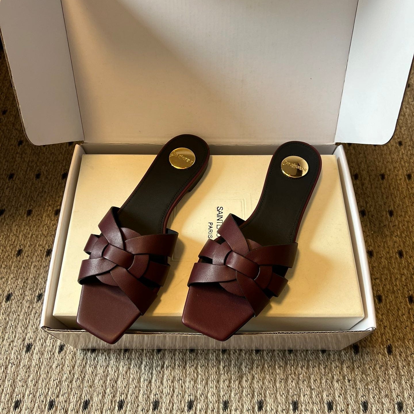 YSL 26ss Melody Stiletto Flat Slippers Calfskin