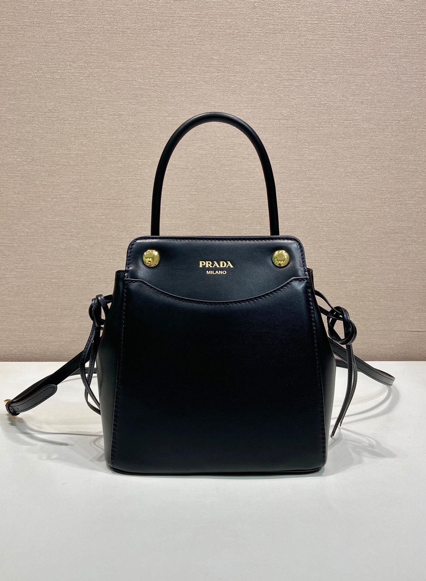 Prada 2026 Carry Bag 21cm Black White Brown Calfskin 351841