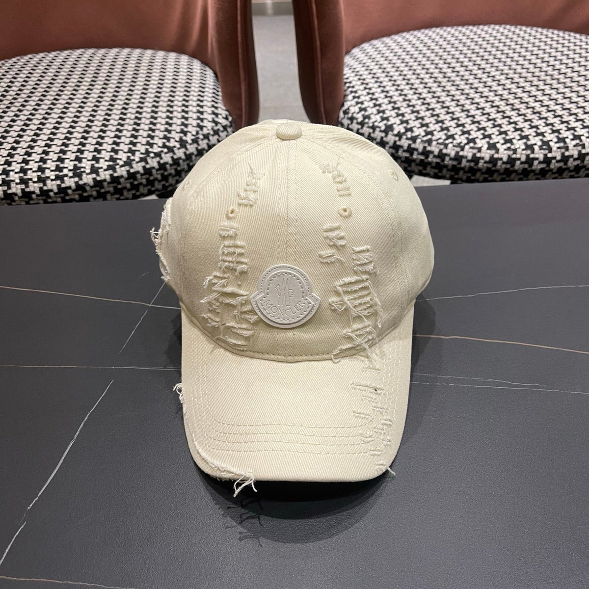 Moncler 2026 Distressed Baseball Cap Hat Denim 566104