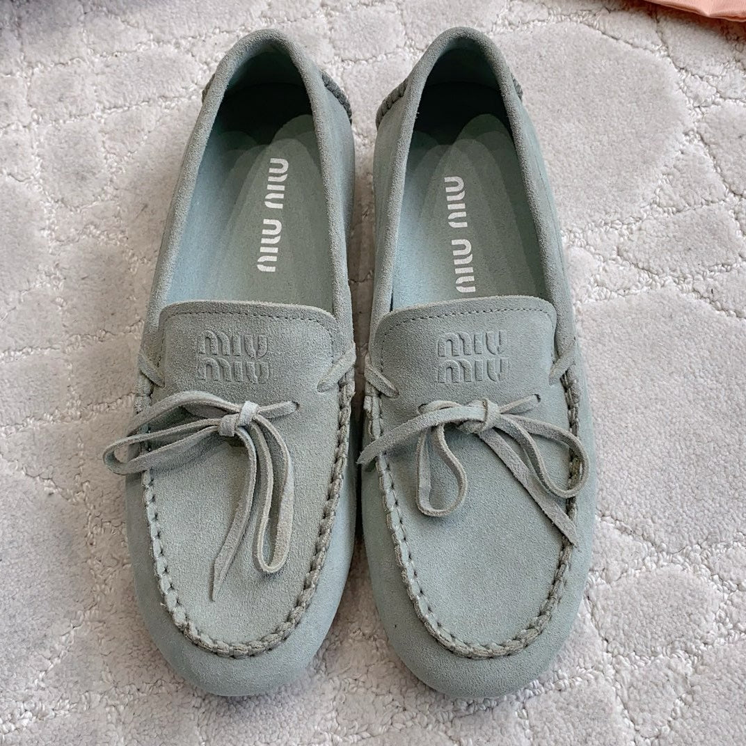 Miu Miu 2026 Bow-Tie Flat Shoe Suede 977033
