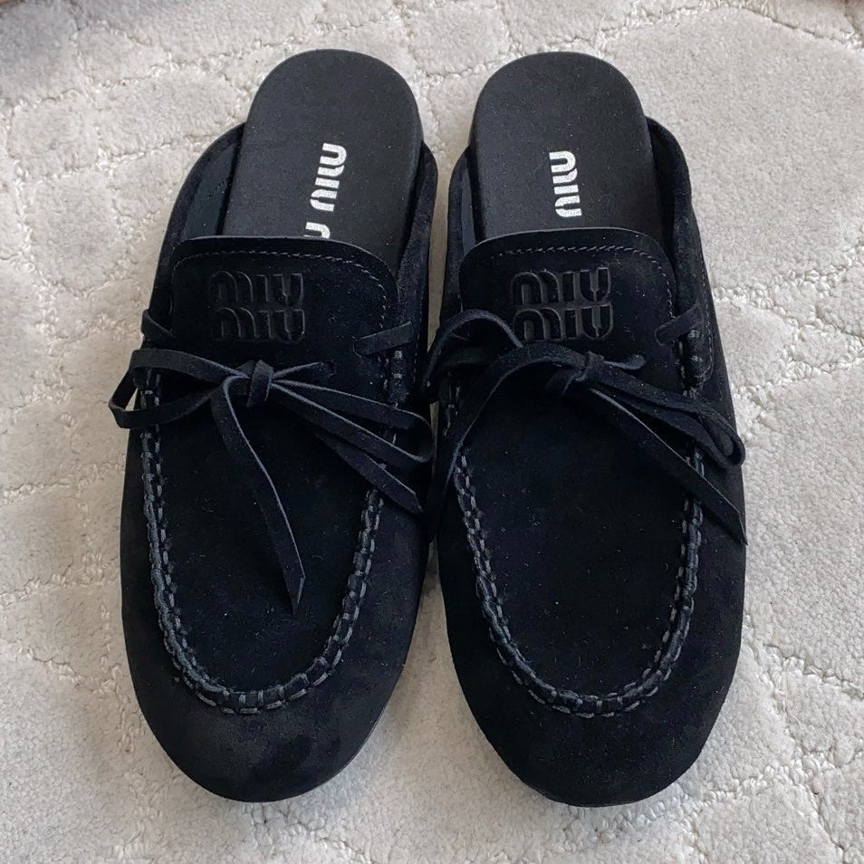 Miu Miu 2026 Bow-Tie Flat Shoe Suede 977033