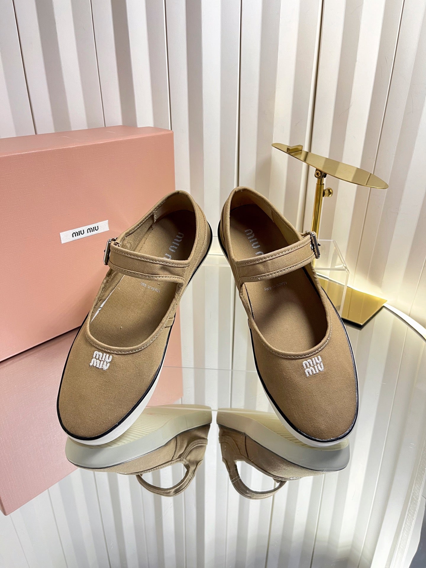 Miumiu 2026 Drill Ballet Flat Canvas 922964