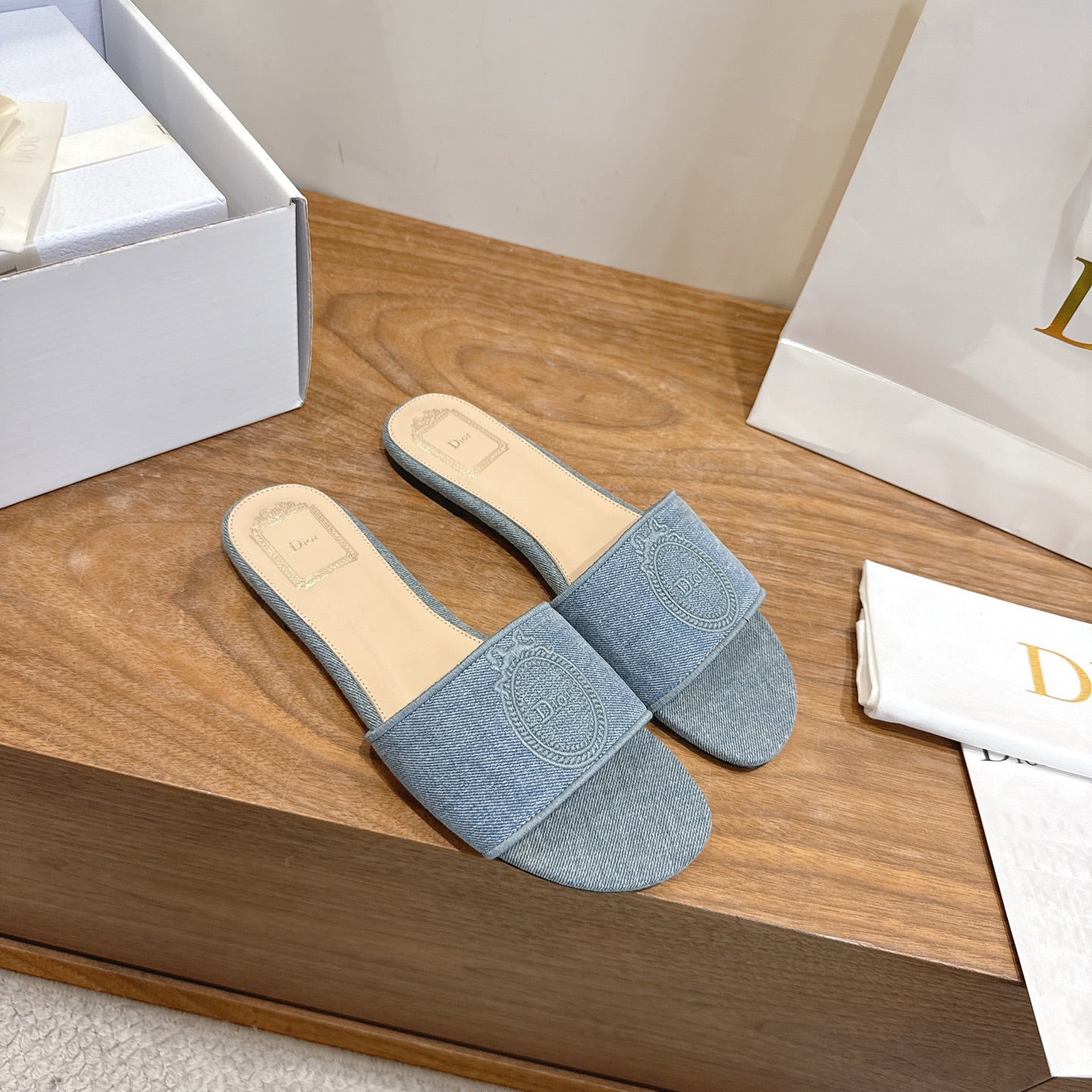 Dior 2026 Medaillon Slide Sandal Denim Leather 911151
