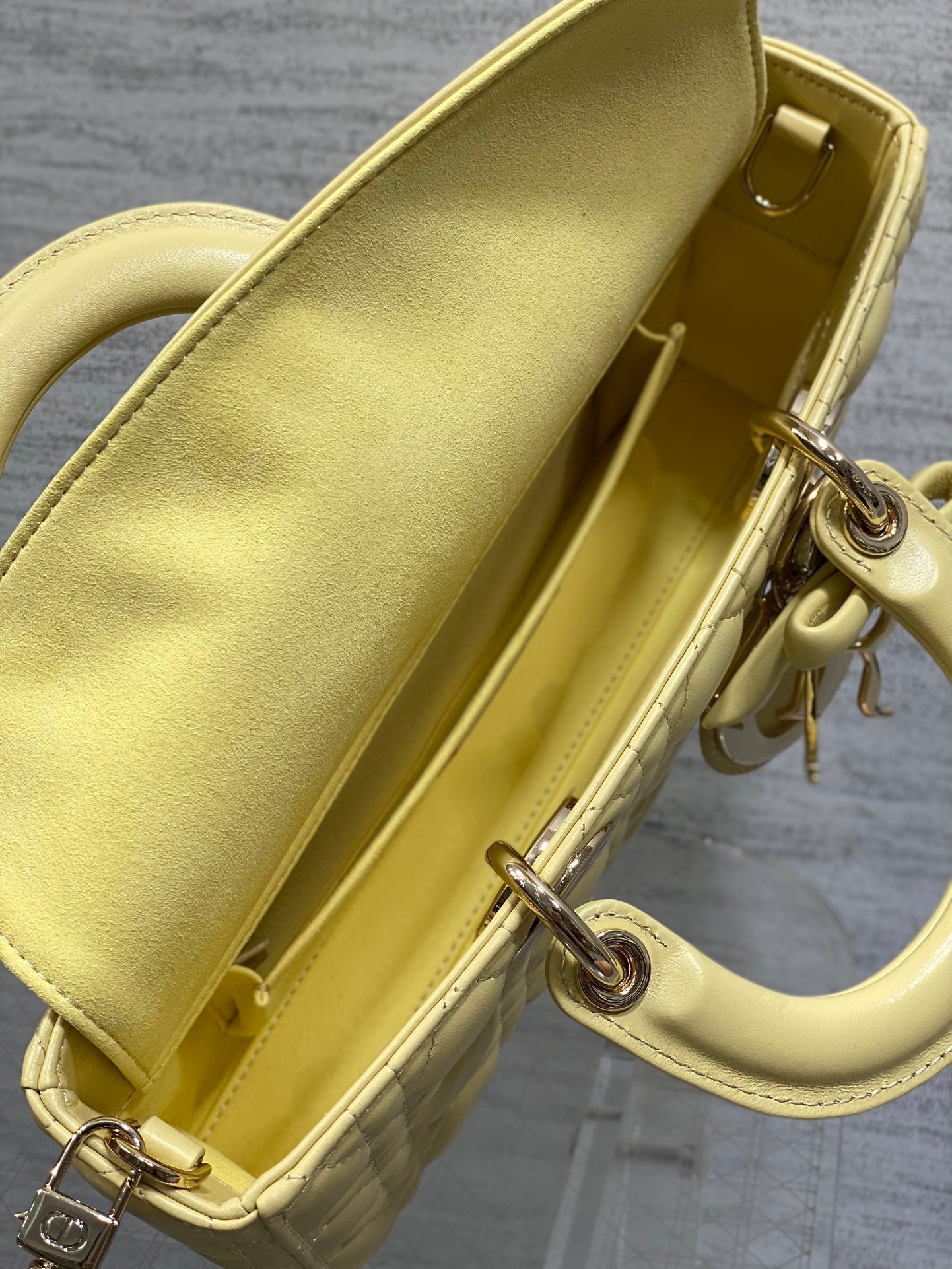 Dior 2026 Bow Lady D-Joy Yellow Cannage Lambskin With Light Gold 286555