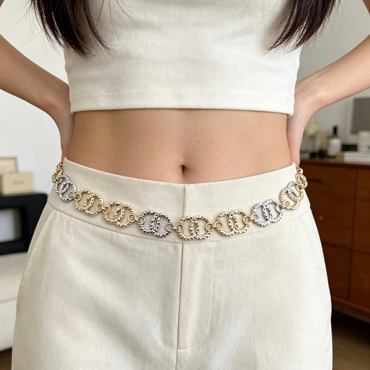 Chanel 2026 Two-Tone Gold Silver Chain Link Belt 209970