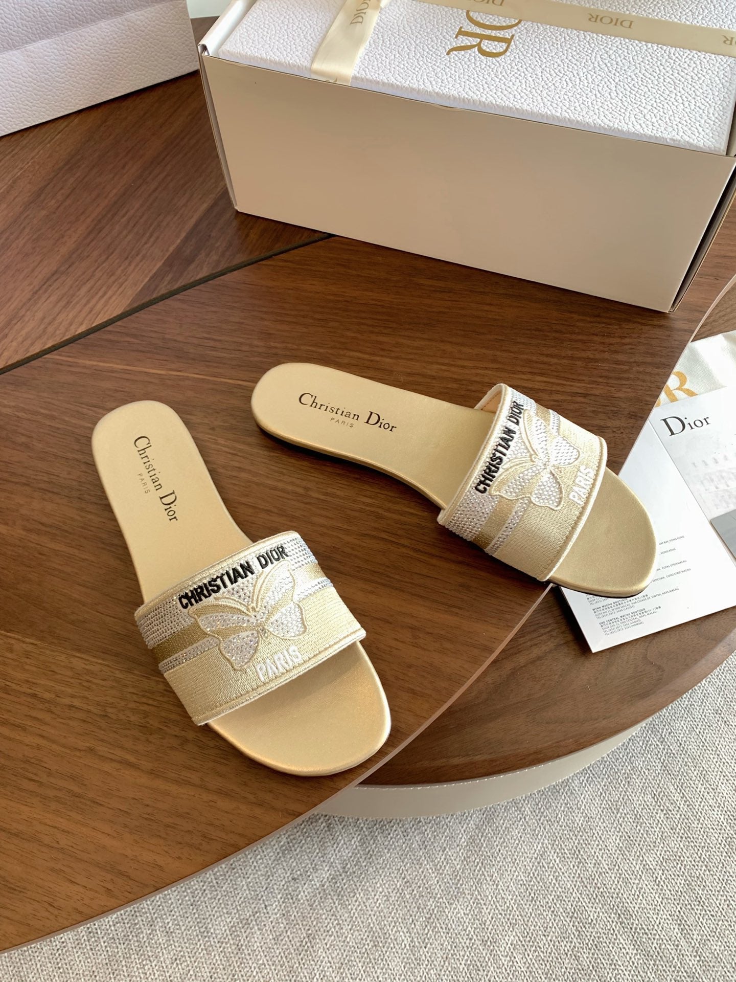 Dior 2026 Butterfly Embroidered Slipper Canvas 878189