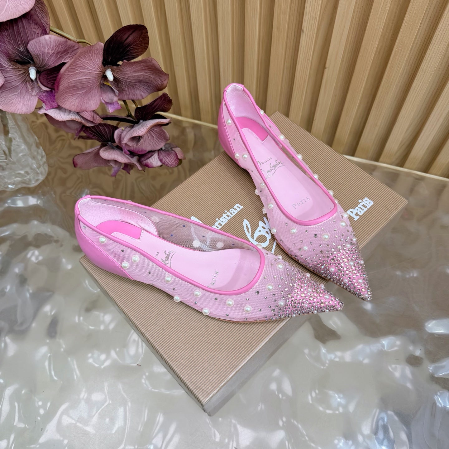 Christian Louboutin 2026 Miss Z Degrastrassina Perla Pump Mesh Strass 853079