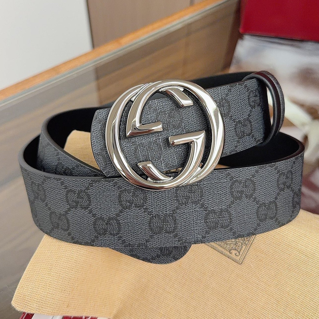 Gucci 2026  GG Supreme Belt 40mm Canvas Leather 215503