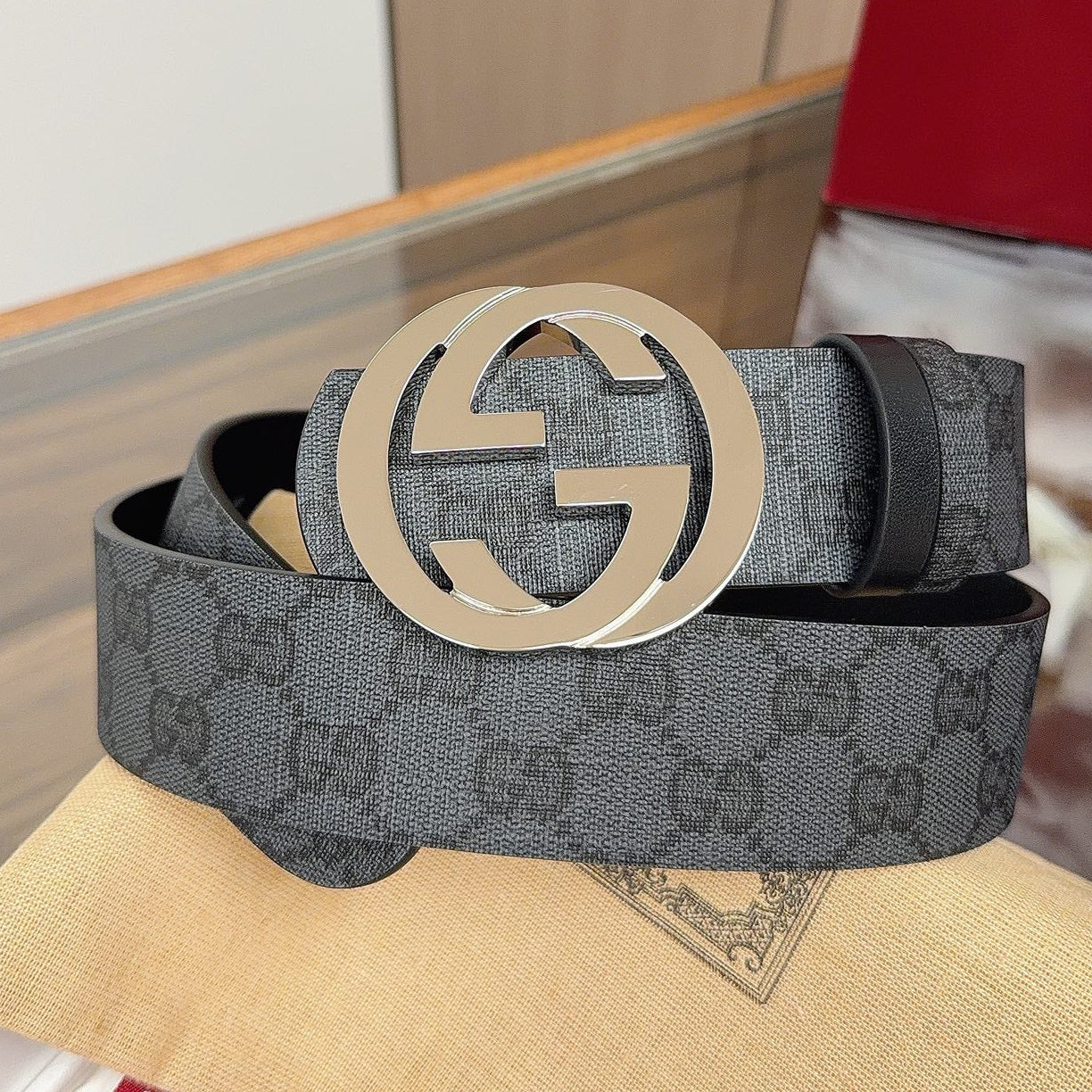 Gucci 2026  GG Supreme Belt 40mm Canvas Leather 215503