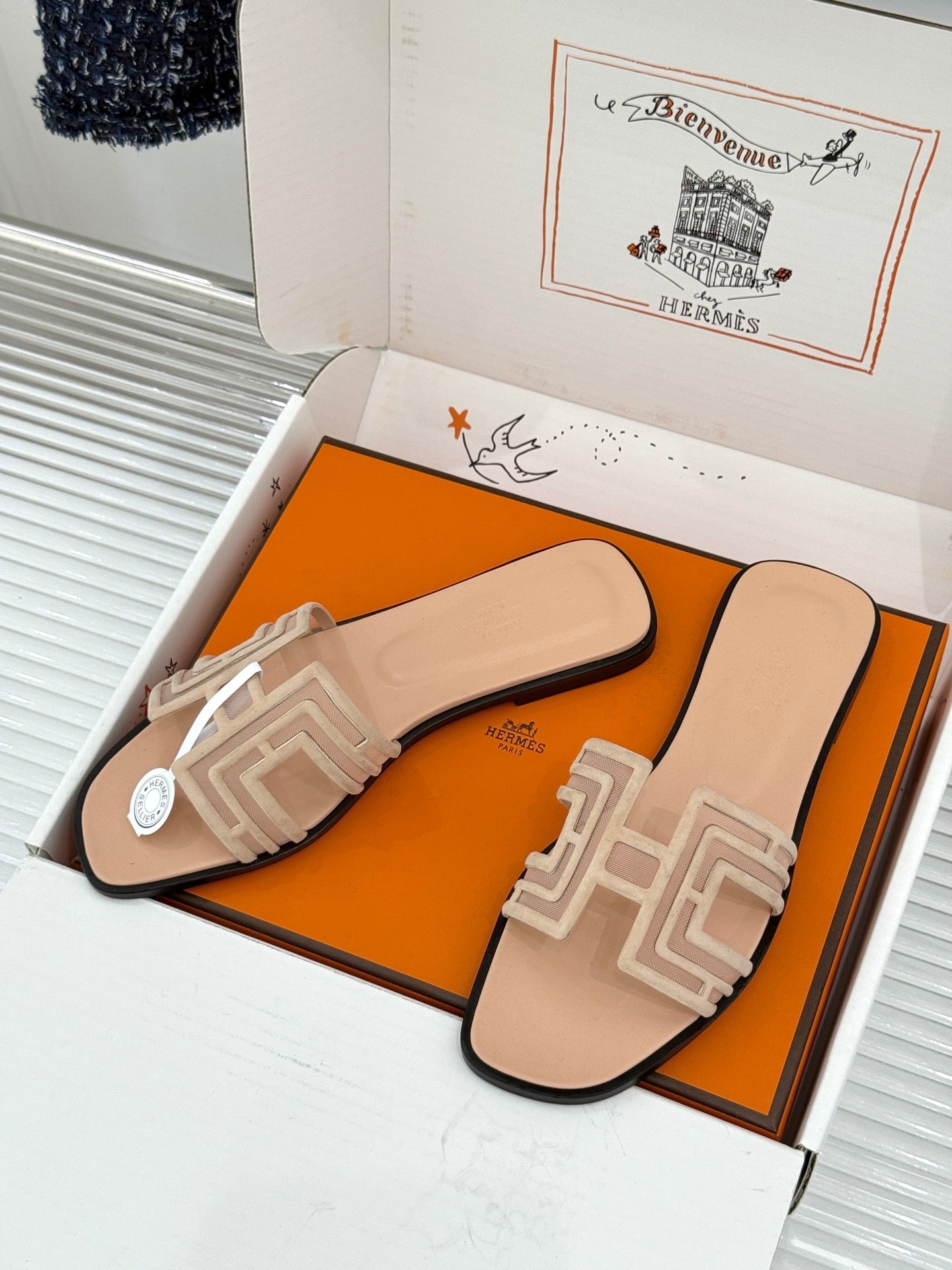Hermes 2026 Oran Sandal Suede Mesh 898415