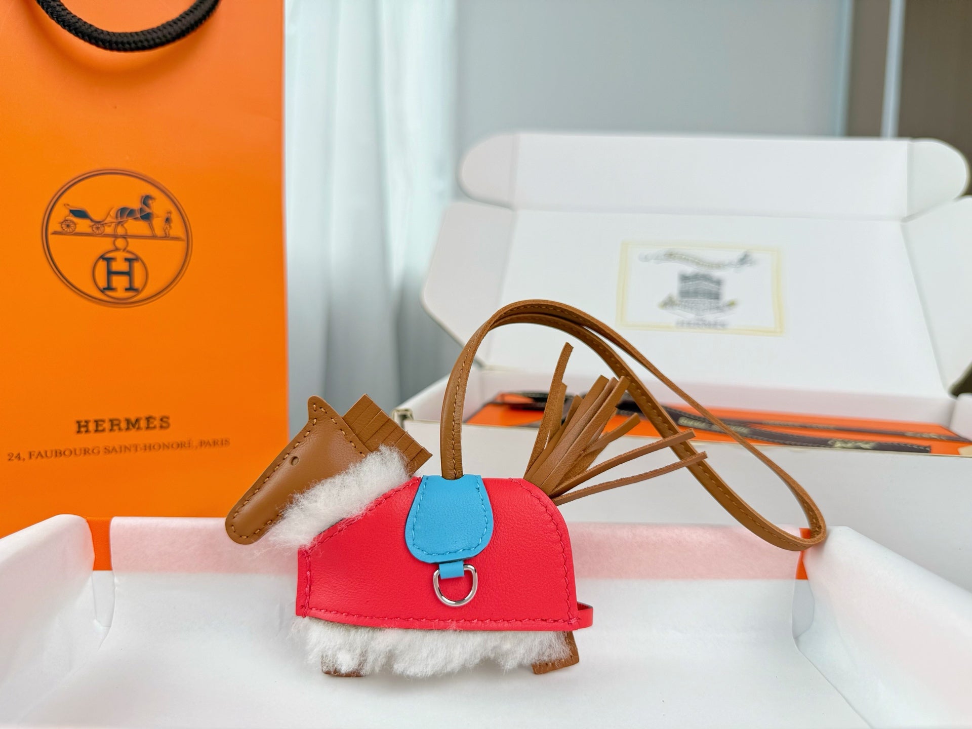 Hermes Rodeo Robeo Coeur Pony Bag Charm Lambswool