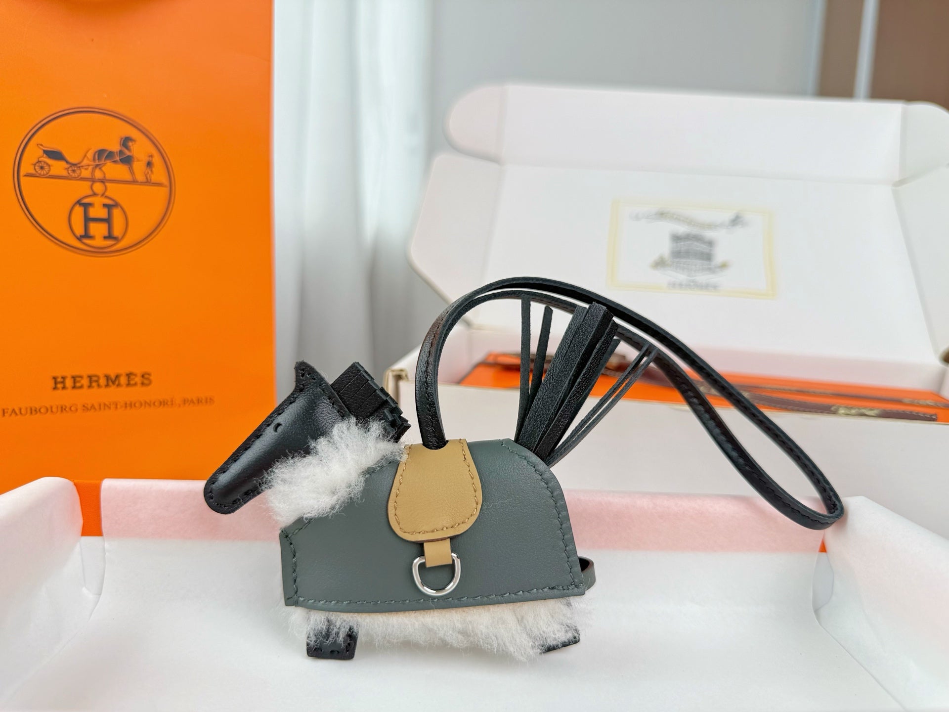 Hermes Rodeo Robeo Coeur Pony Bag Charm Lambswool