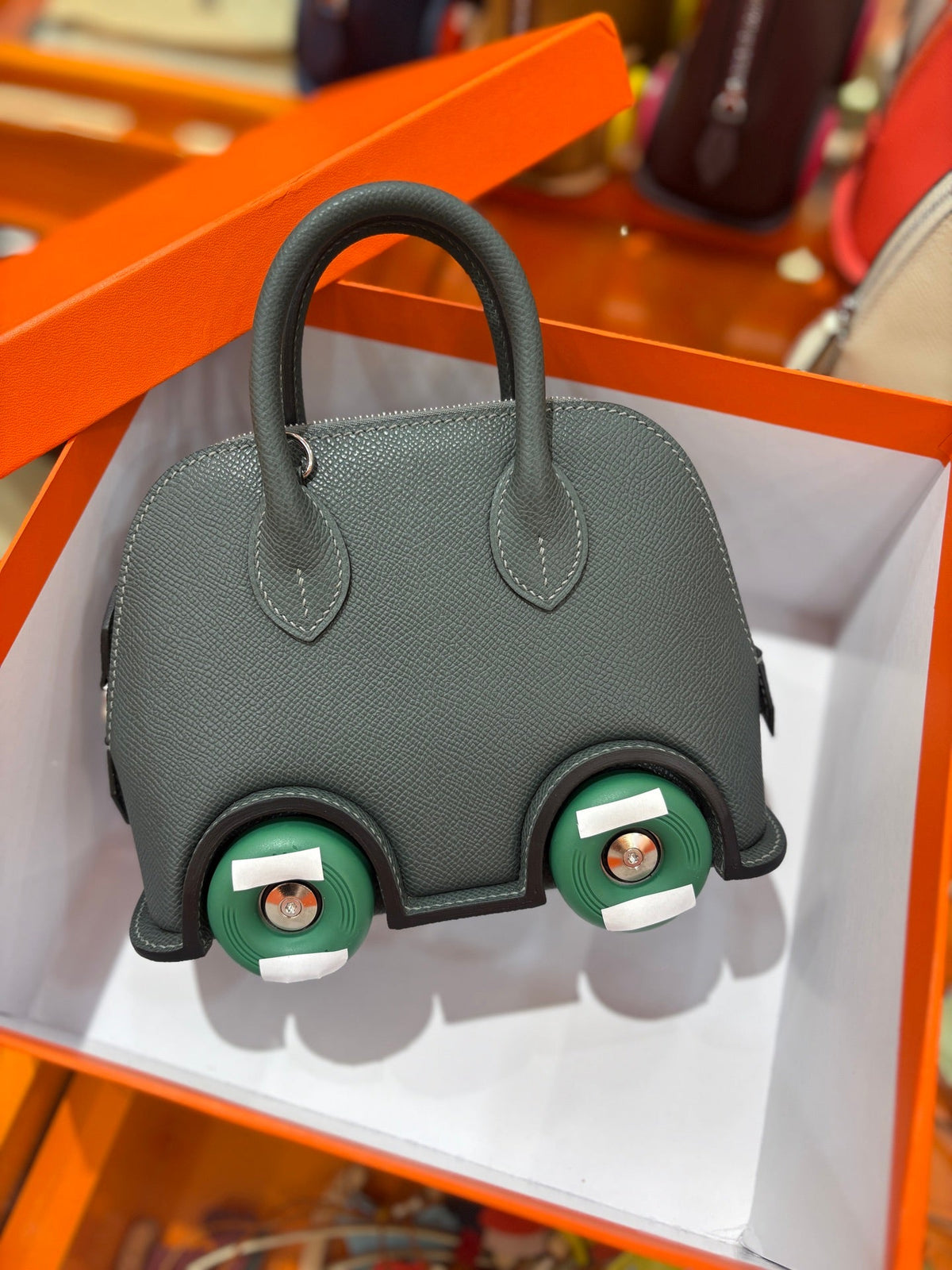High-end Hermes 2026 Mini Bowling Wheel Bag Epsom Leather