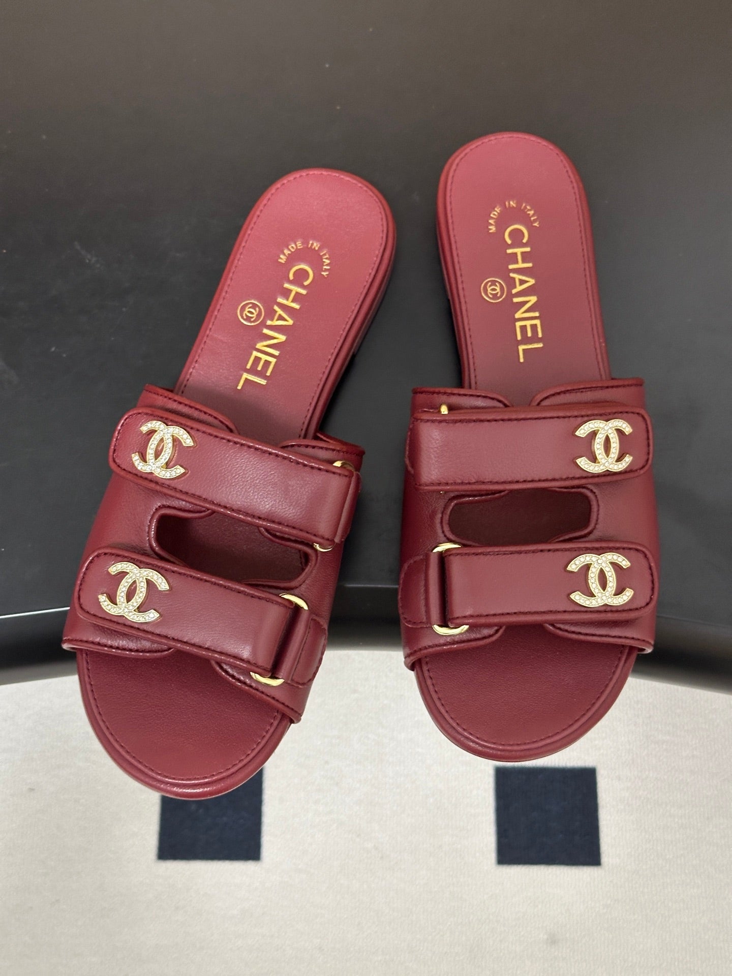 Chanel 2026 Crystal Logo Flat Sandal Sheepskin 229731