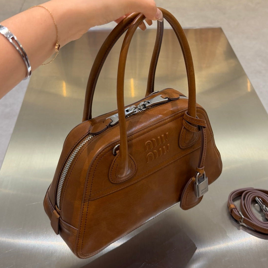 MiuMiu 2026 Vivant Bag Cognac Brown Leather
