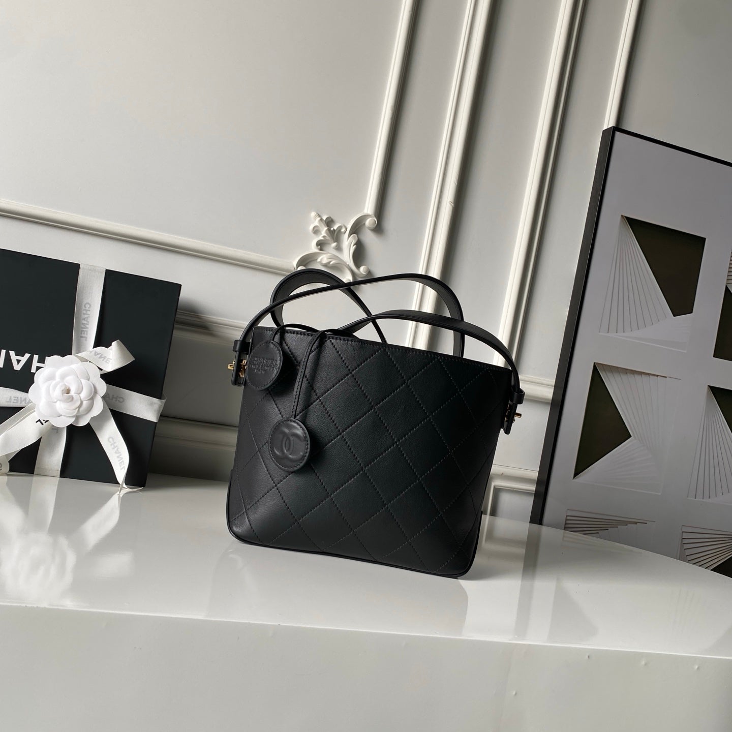 Chanel 2026 Bucket Bag 27.5cm Suede Calfskin