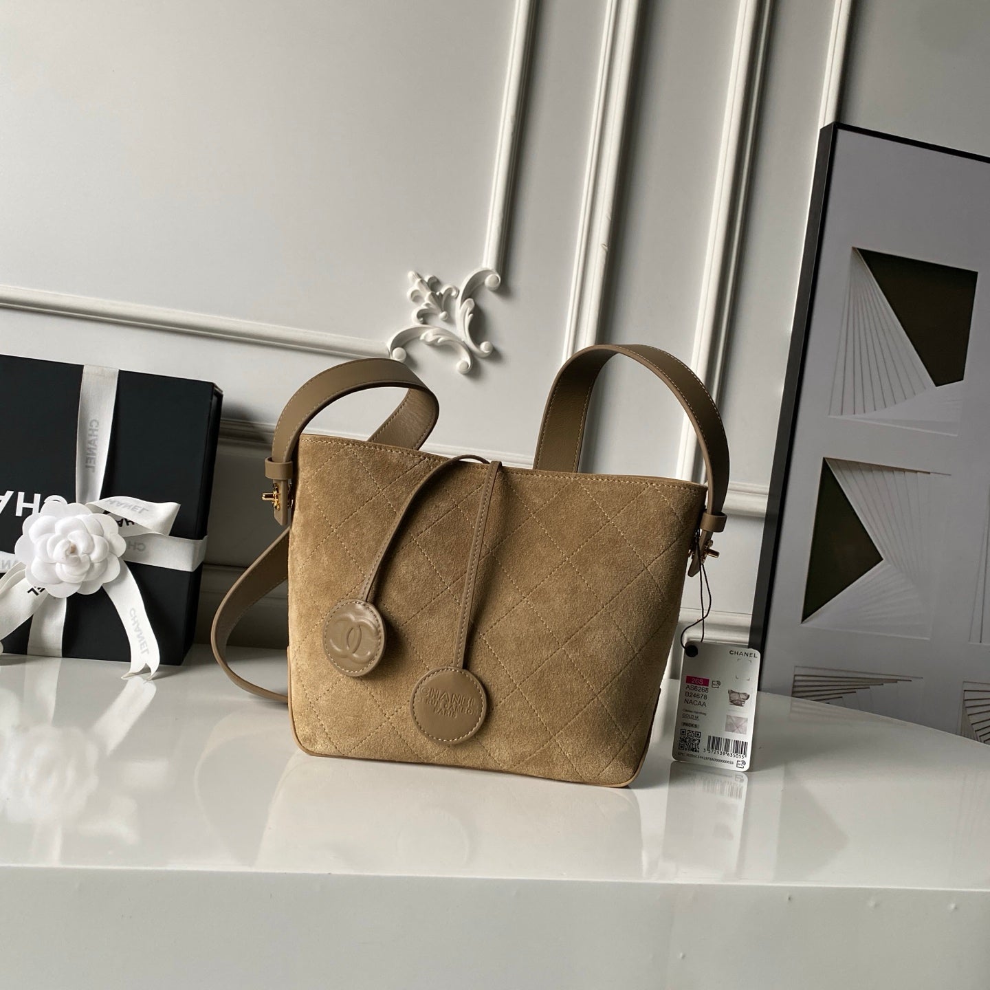 Chanel 2026 Bucket Bag 27.5cm Suede Calfskin