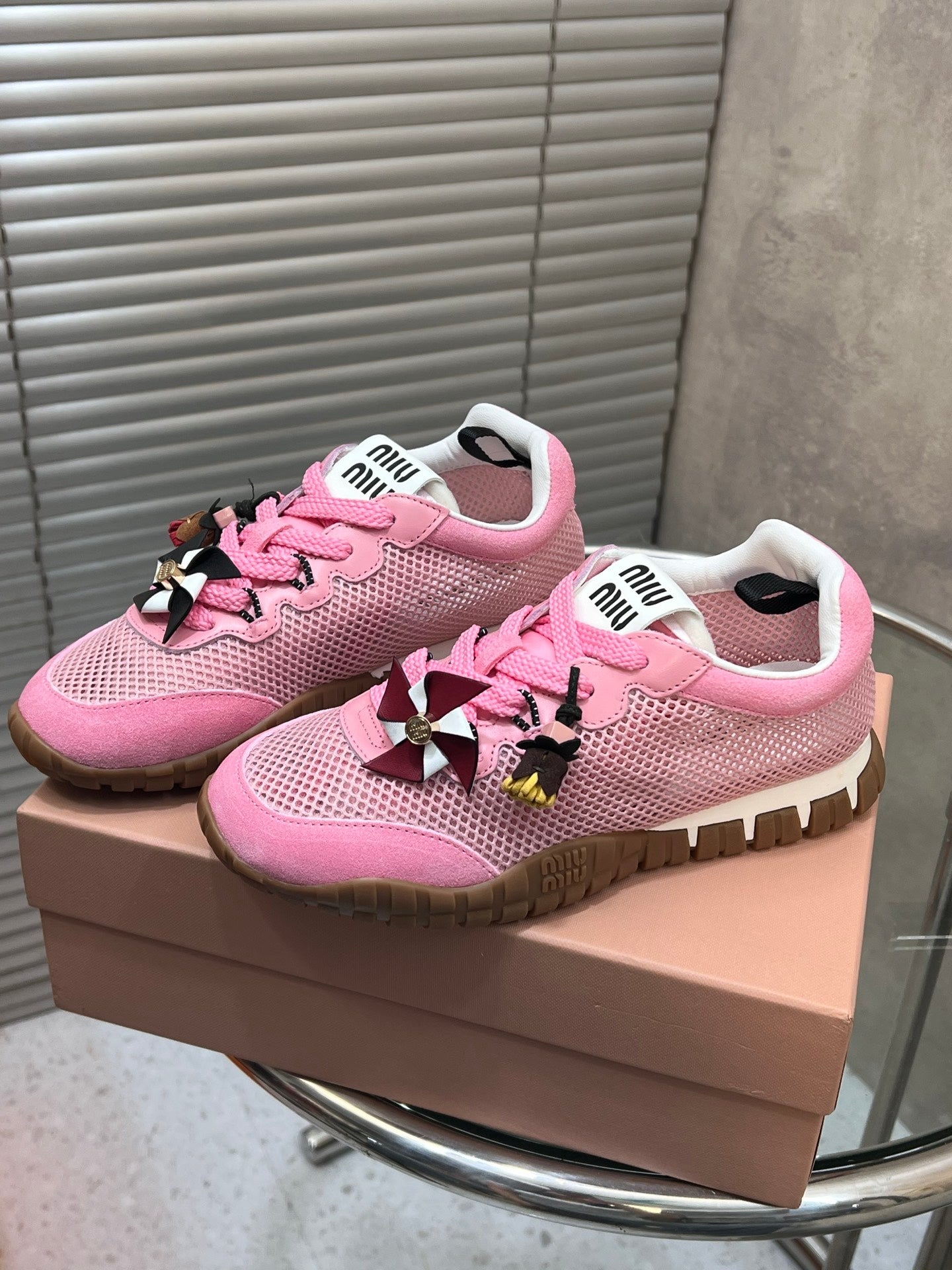Miumiu 2026 Tyre Sneakers Mesh Suede Leather 952934