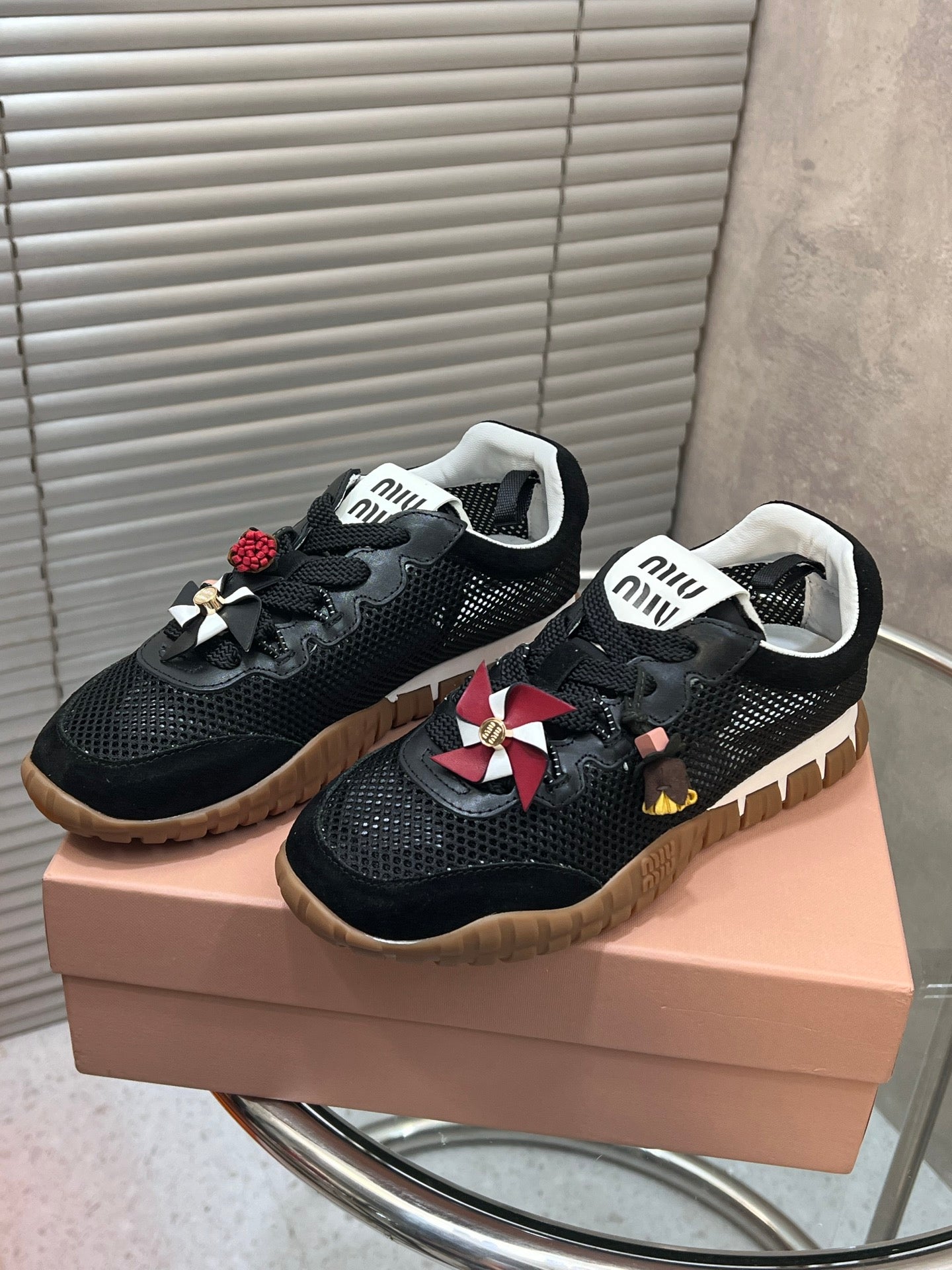 Miumiu 2026 Tyre Sneakers Mesh Suede Leather 952934