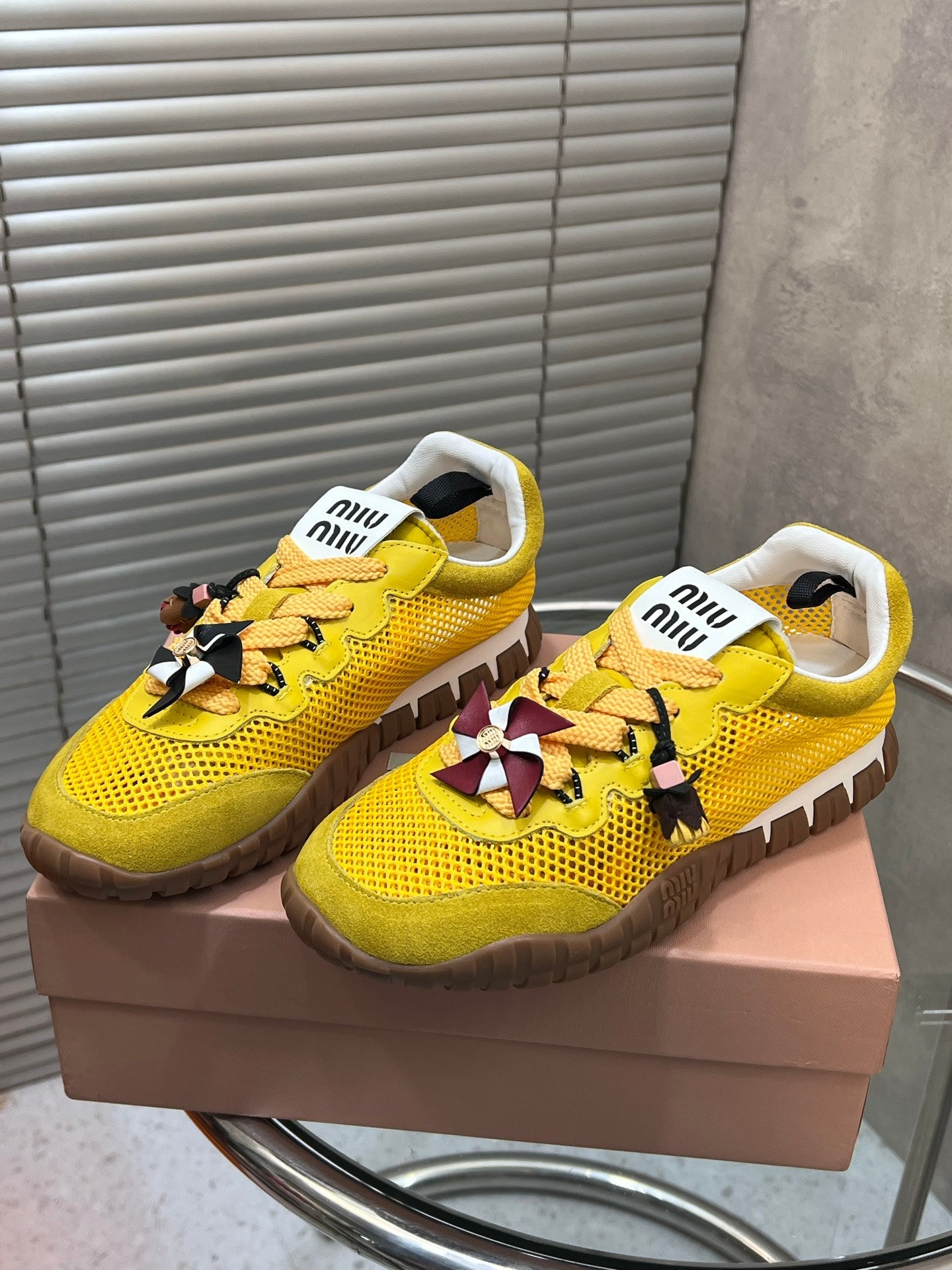 Miumiu 2026 Tyre Sneakers Mesh Suede Leather 952934