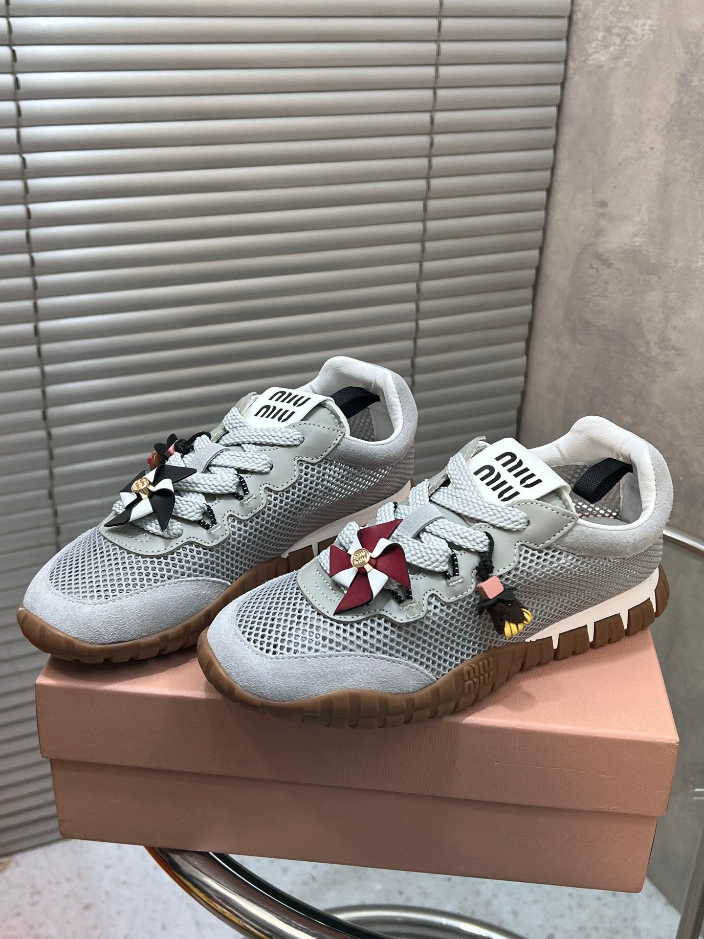 Miumiu 2026 Tyre Sneakers Mesh Suede Leather 952934