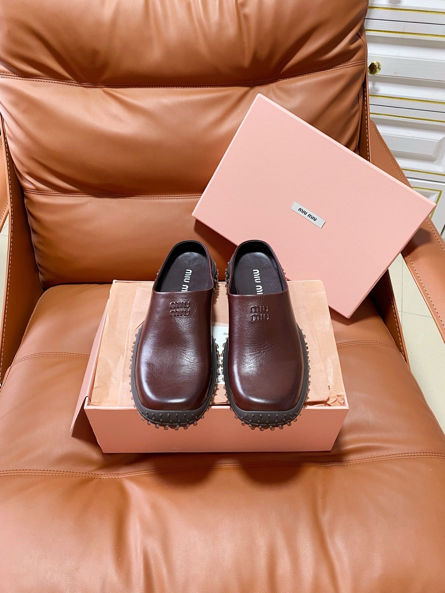 Miumiu 2026 Square Toe Mule Leather 953419