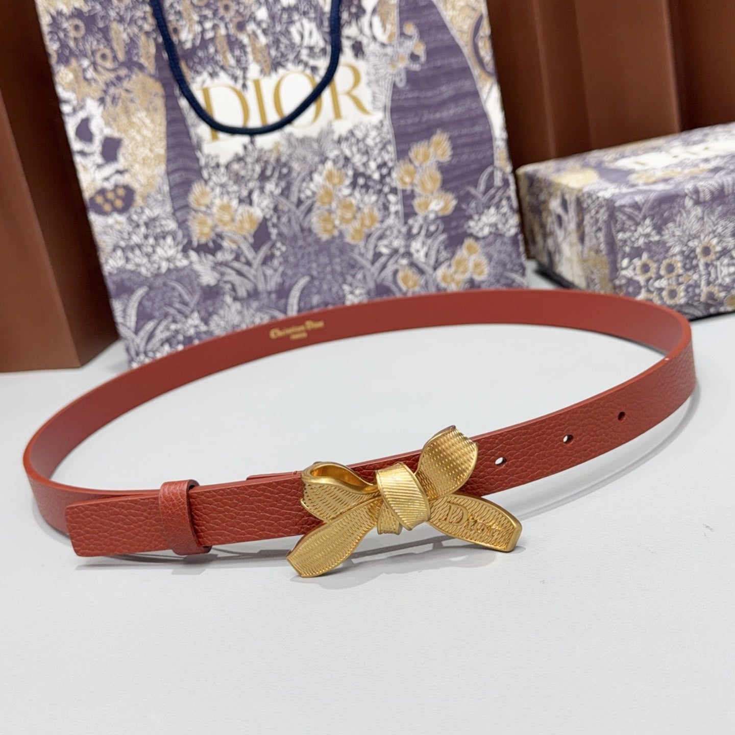 Dior 2026 Bow Belt 2.0cm Grain Cowhide