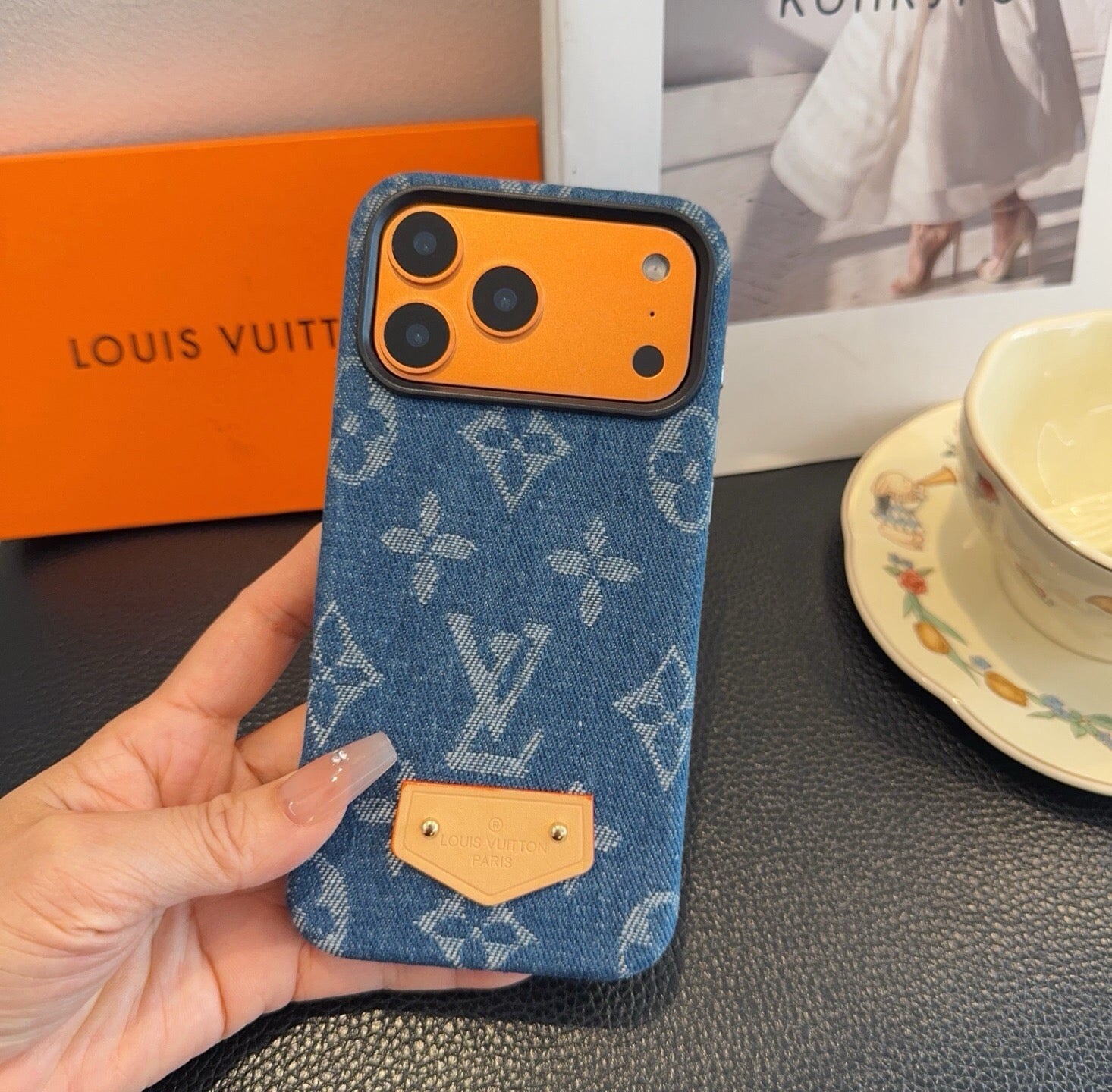Louis Vuitton Denim Leather Label Phone Case 395085