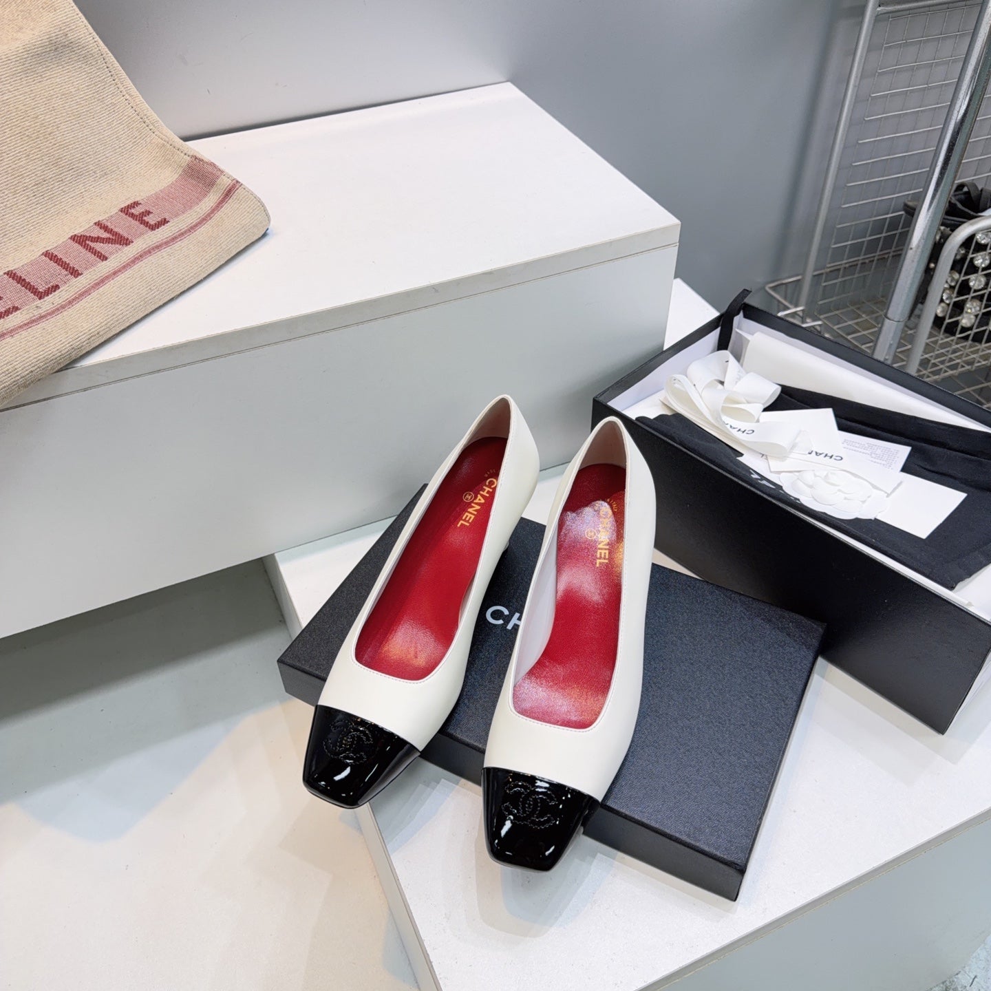 Chanel 2026 Classic Cap-Toe Pumps 65mm Patent Leather 942800