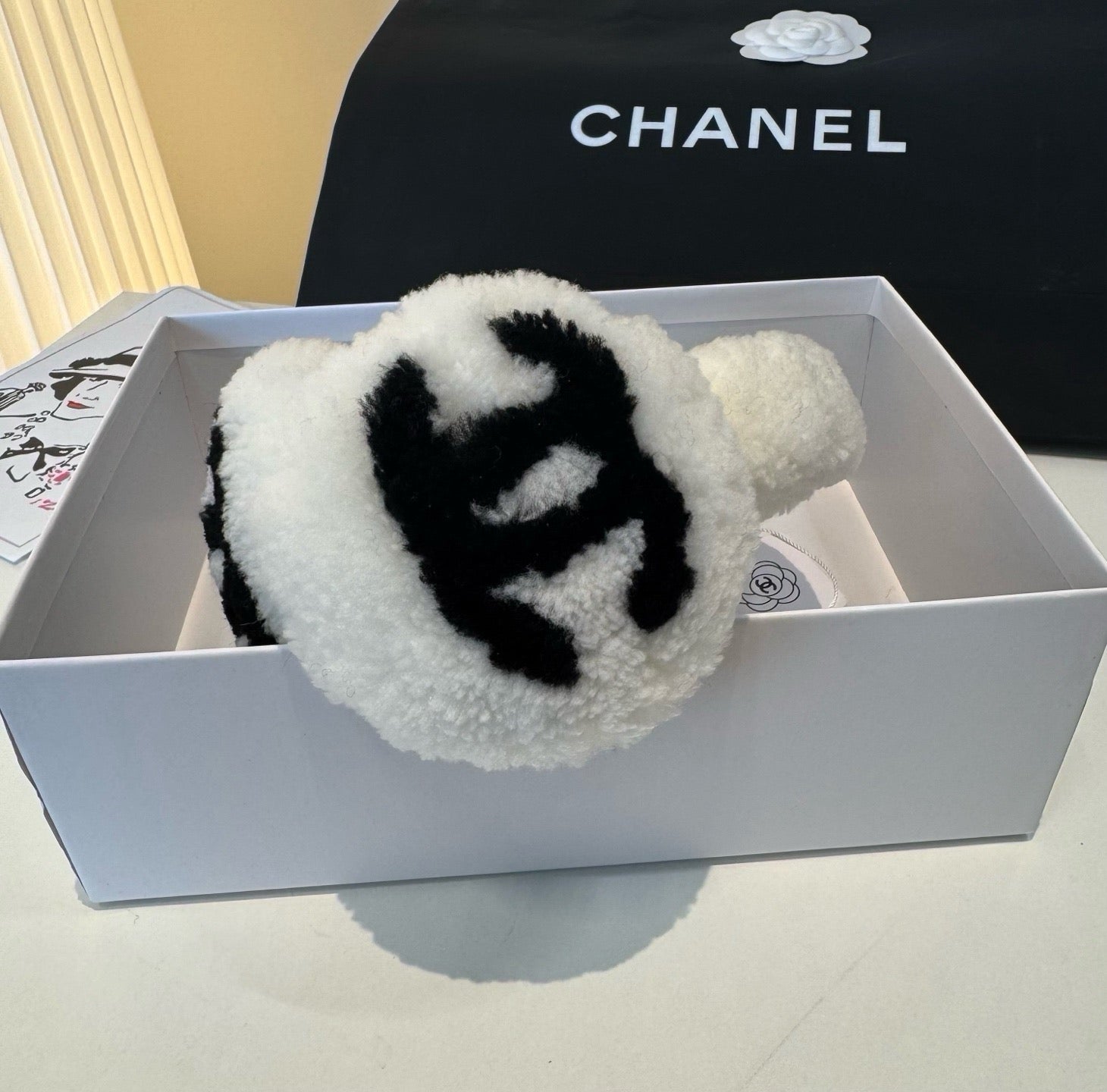 Chanel Shearling CC White Earmuffs