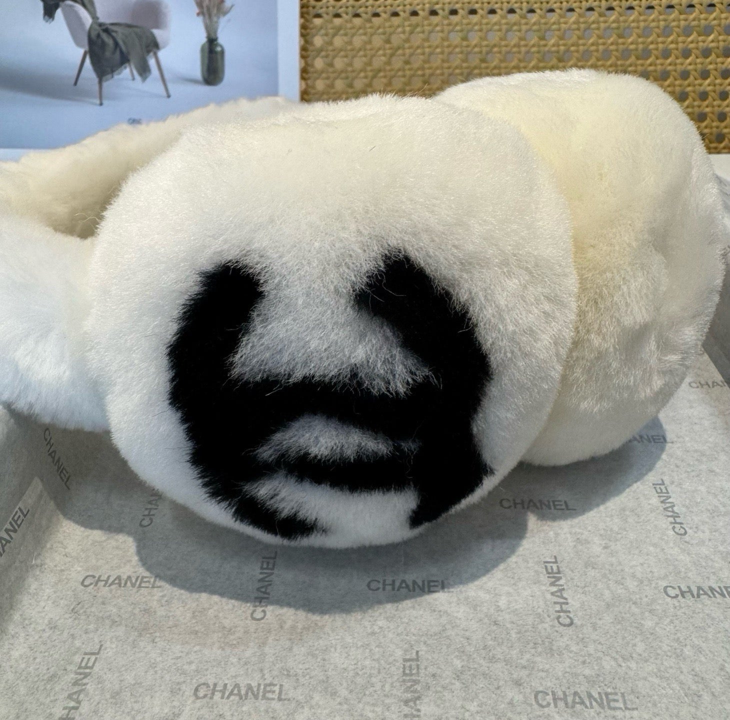 Chanel Shearling CC White Earmuffs